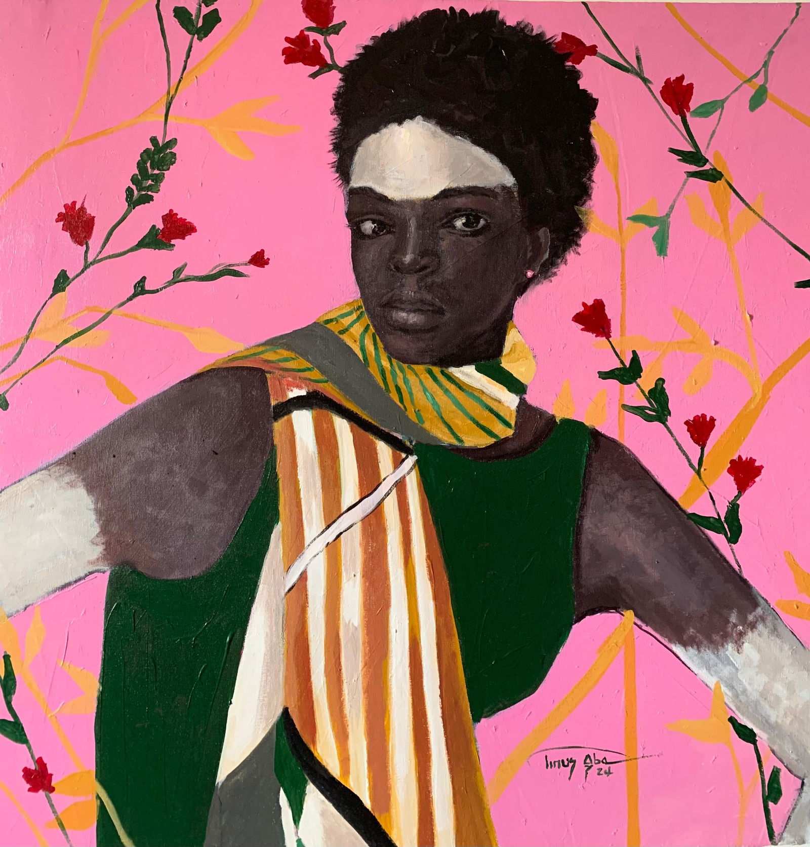 Aba Linus, Blossom - 21st Century. Contemporary, Figurative Portrait, Modern Women, Africa, 2024 - 4