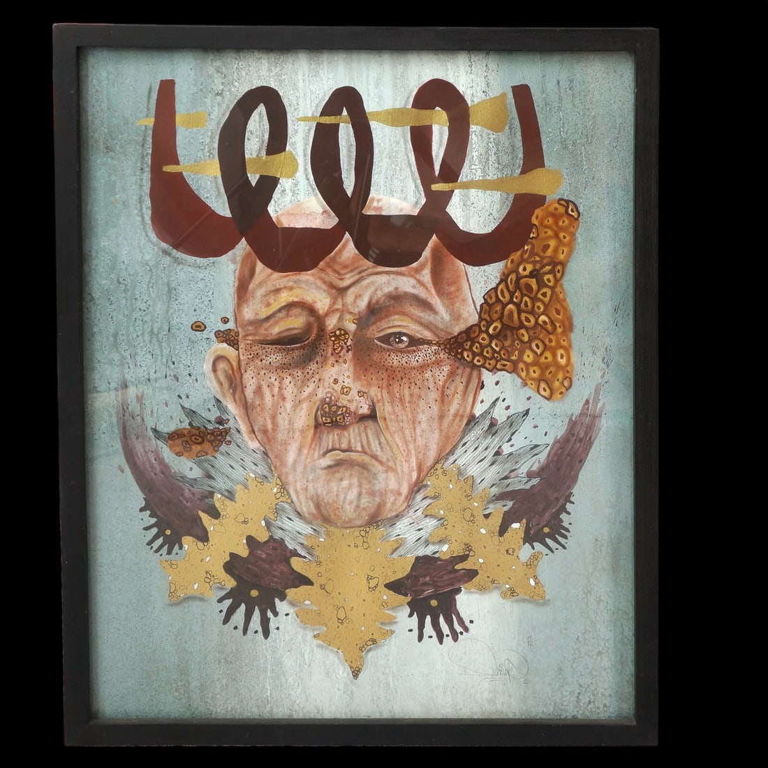 Framed Acrylic Painting Alfredo Vega Farfan (2015): Title:Framed Acrylic Painting Alfredo Vega Farfan (2015)Size:Artwork – 19 in x 25 in Framed - 20 1/2 in x 26 1/2 inDescription:An original expressionist painting of an old man’s head with