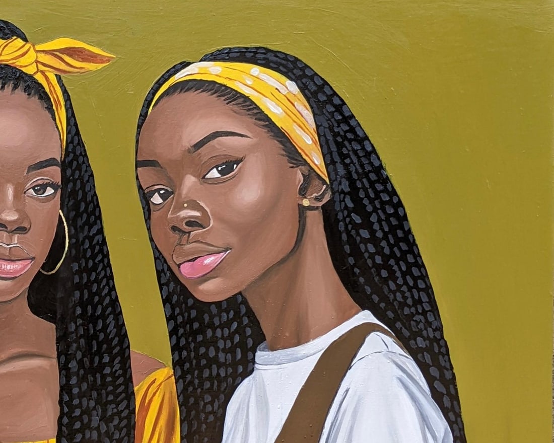 Samson Adetunji, Threefold Harmony - 21st Century, Contemporary, Figurative Portrait, Women, Love, - 14