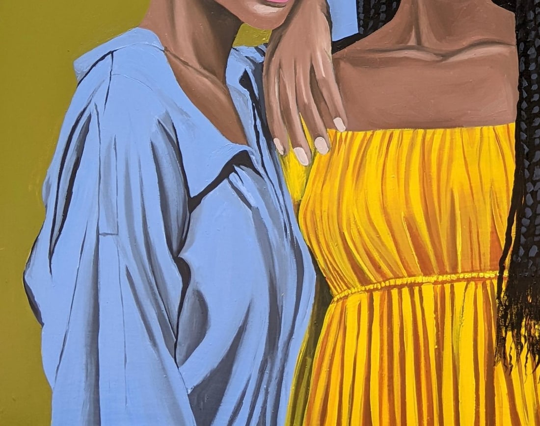 Samson Adetunji, Threefold Harmony - 21st Century, Contemporary, Figurative Portrait, Women, Love, - 3