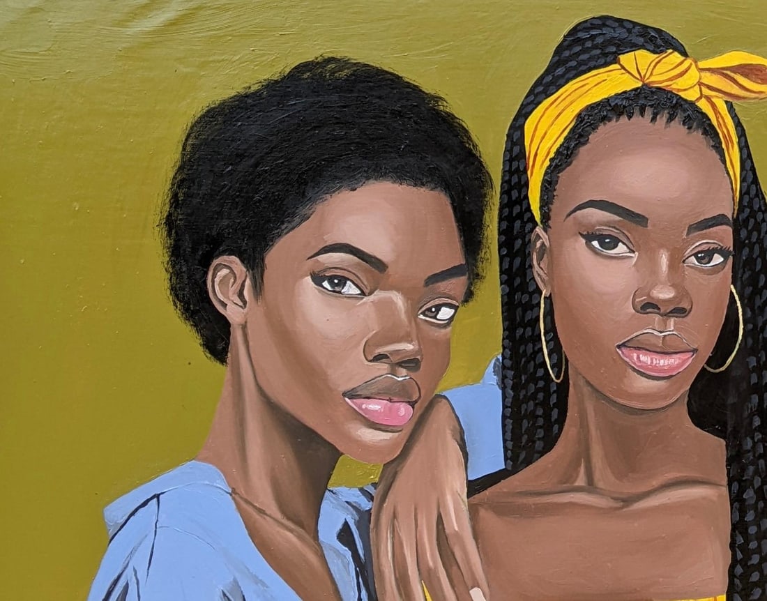 Samson Adetunji, Threefold Harmony - 21st Century, Contemporary, Figurative Portrait, Women, Love, - 7