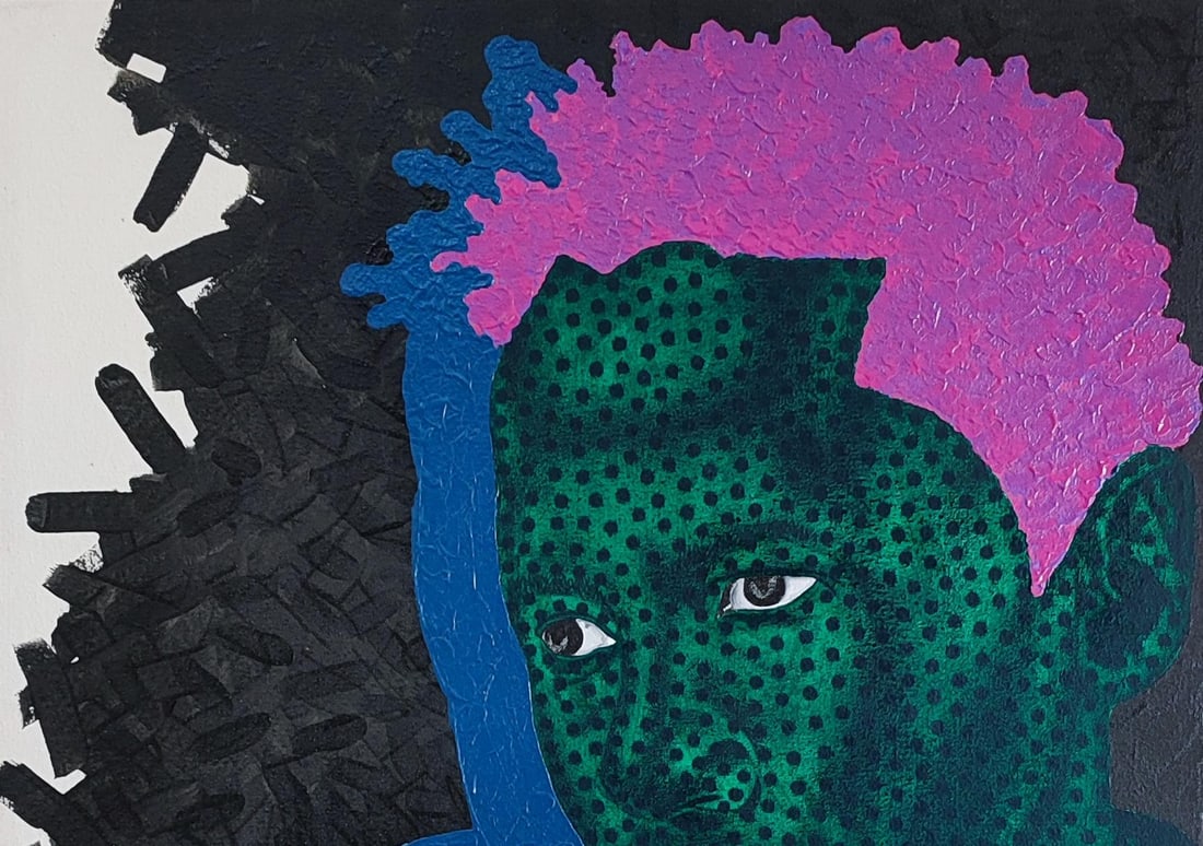 Makama John, Despair - 21st Century, Contemporary, Figurative, Floral, Men Love, Dotted Green, 2024 - 3