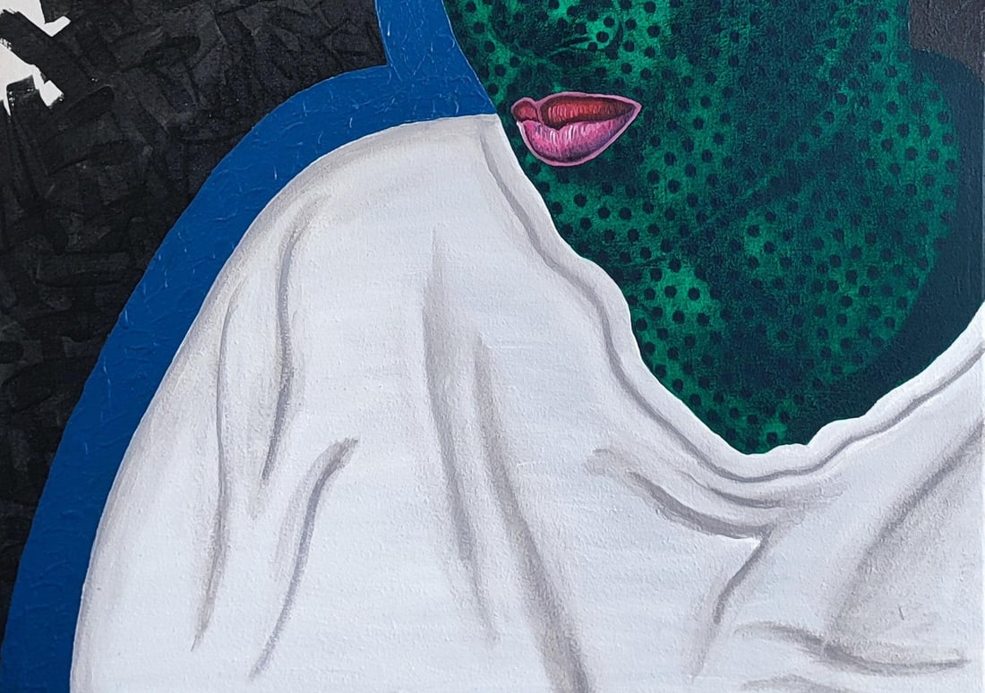 Makama John, Despair - 21st Century, Contemporary, Figurative, Floral, Men Love, Dotted Green, 2024 - 4