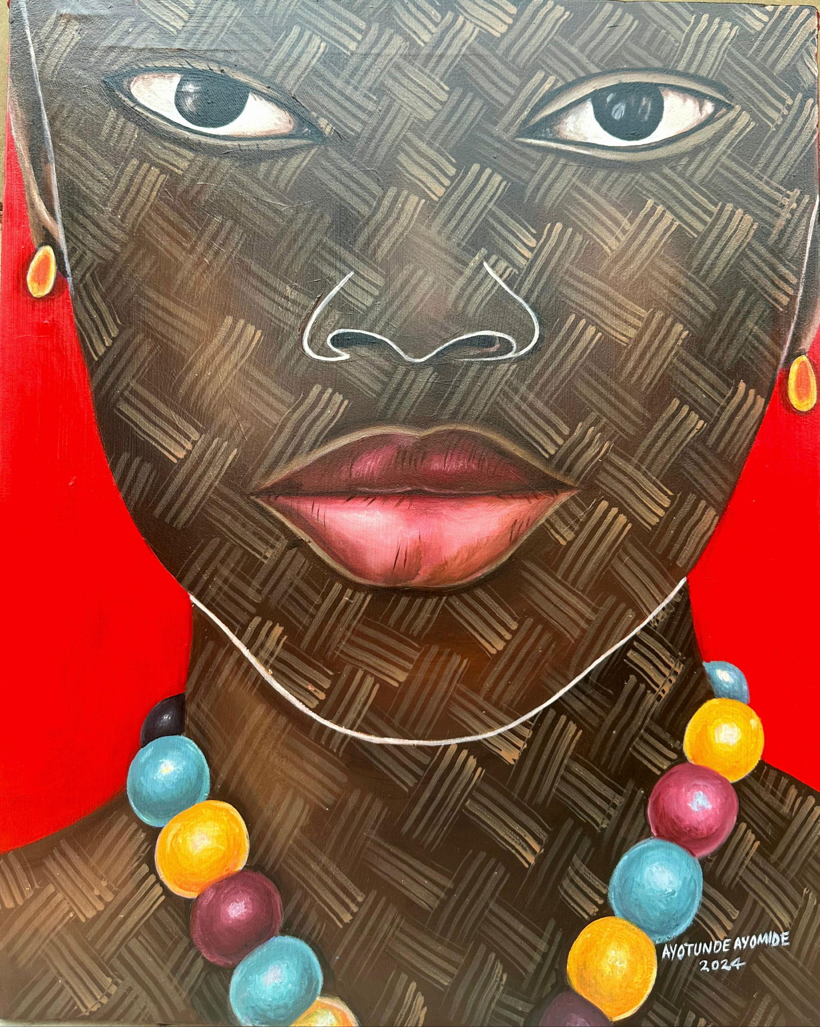 Ayotunde Ayomide, Gaze 1 -Contemporary, 21st Century, Figurative Portrait, Africa, Women, Acrylic, (1 of 11)