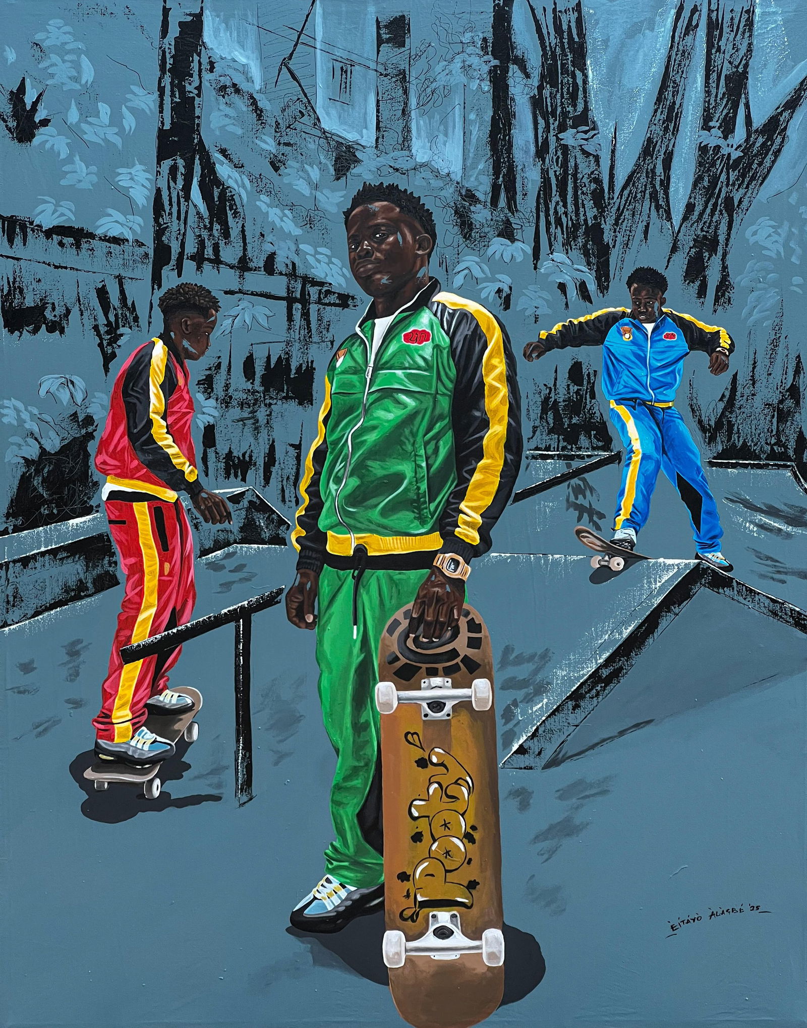 Eyitayo Alagbe , Life as a Roller-coaster 2 - 21st Century, Contemporary, Figurative, Men Skating, - 5