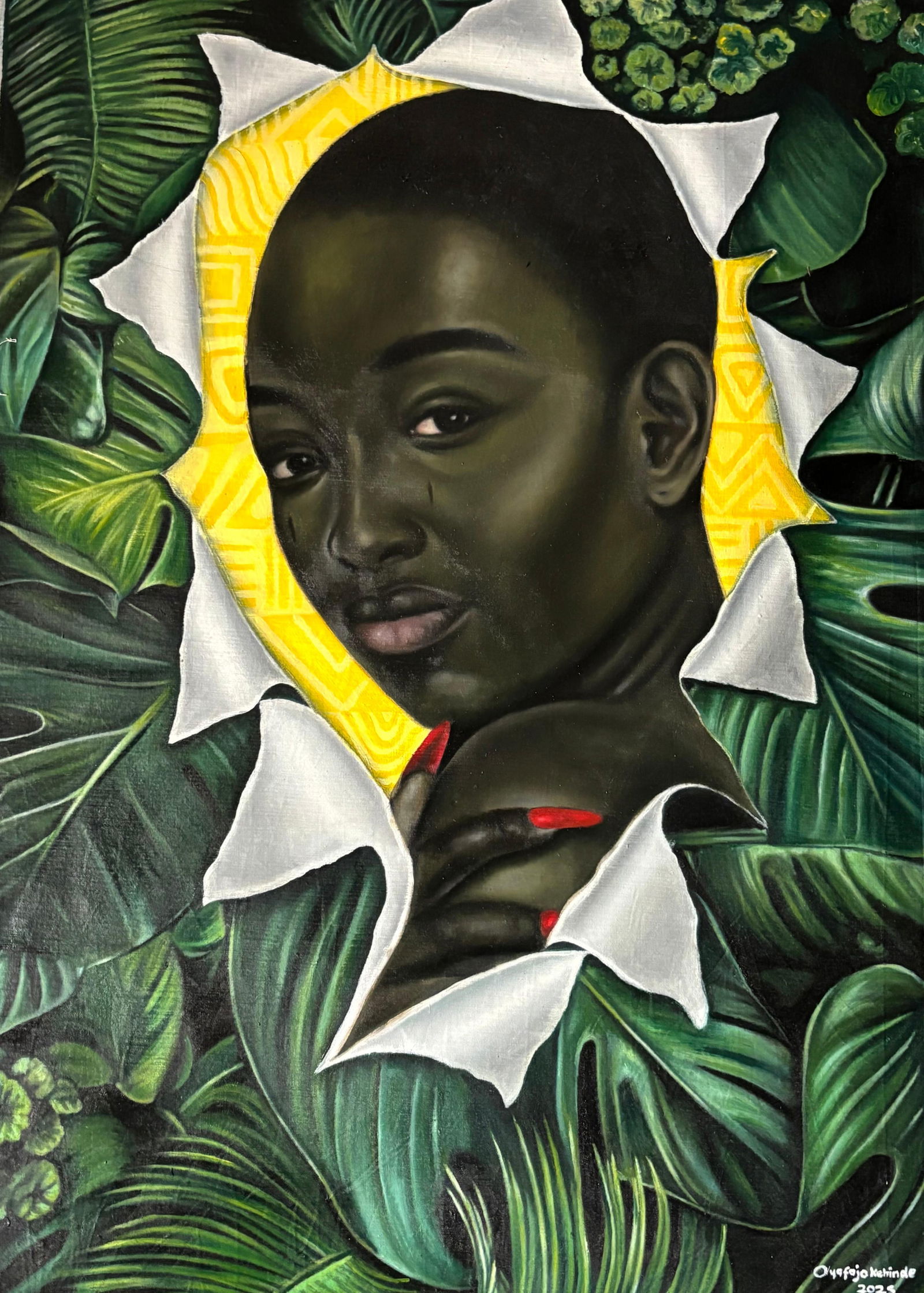 Kehinde Oyafajo, Liberation -21st Century, Contemporary, Figurative Portrait, Modern Women, Plant, - 2