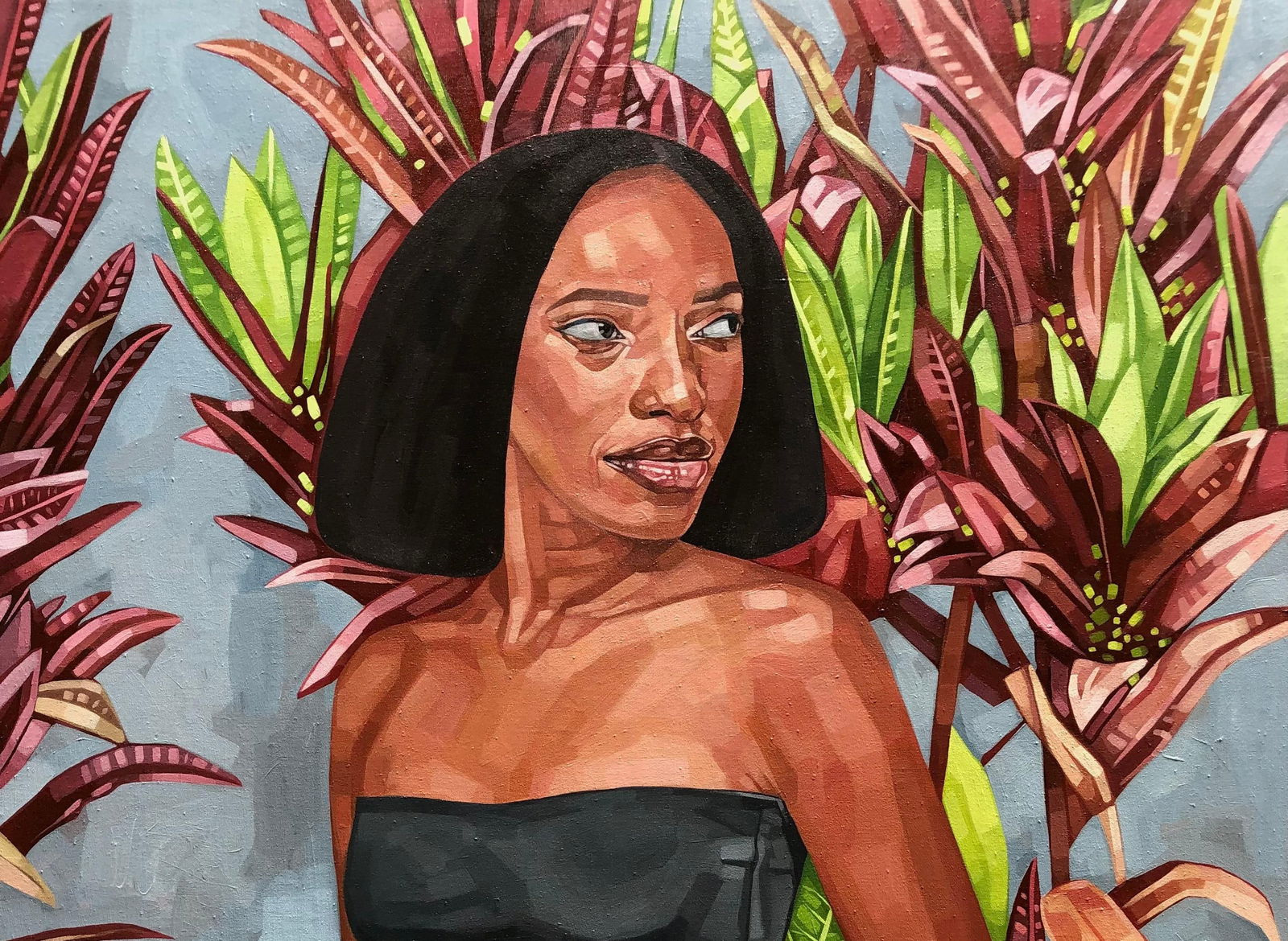 Josue M Pierre, Simple Times - 21st Century, Contemporary, Figurative, Portrait, Plants, Women, 2024 - 9