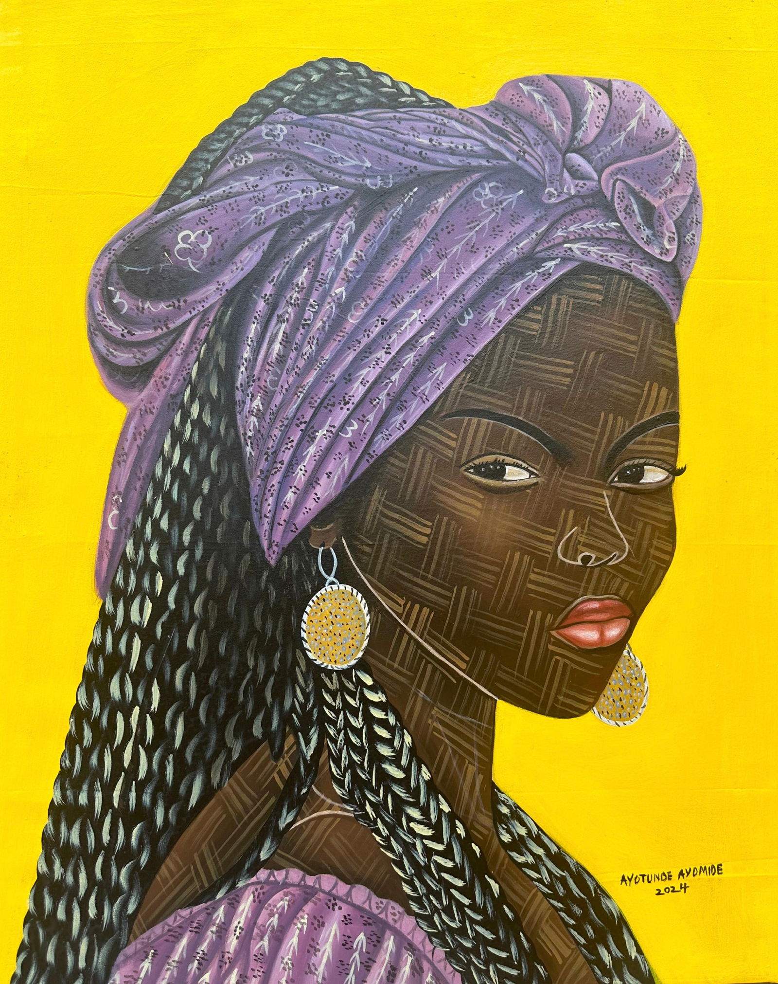 Ayotunde Ayomide, Glamour 1 (Portrait of Ayoke) - Contemporary, 21st Century, Figurative, Women,: Creator: Ayotunde Ayomide (1996, Nigerian) Creation Year: 2024 Dimensions: Height: 30 in (76.2 cm)Width: 24 in (60.96 cm)Depth: 1 in (2.54 cm) Medium: Canvas,Acrylic Movement & Style: 