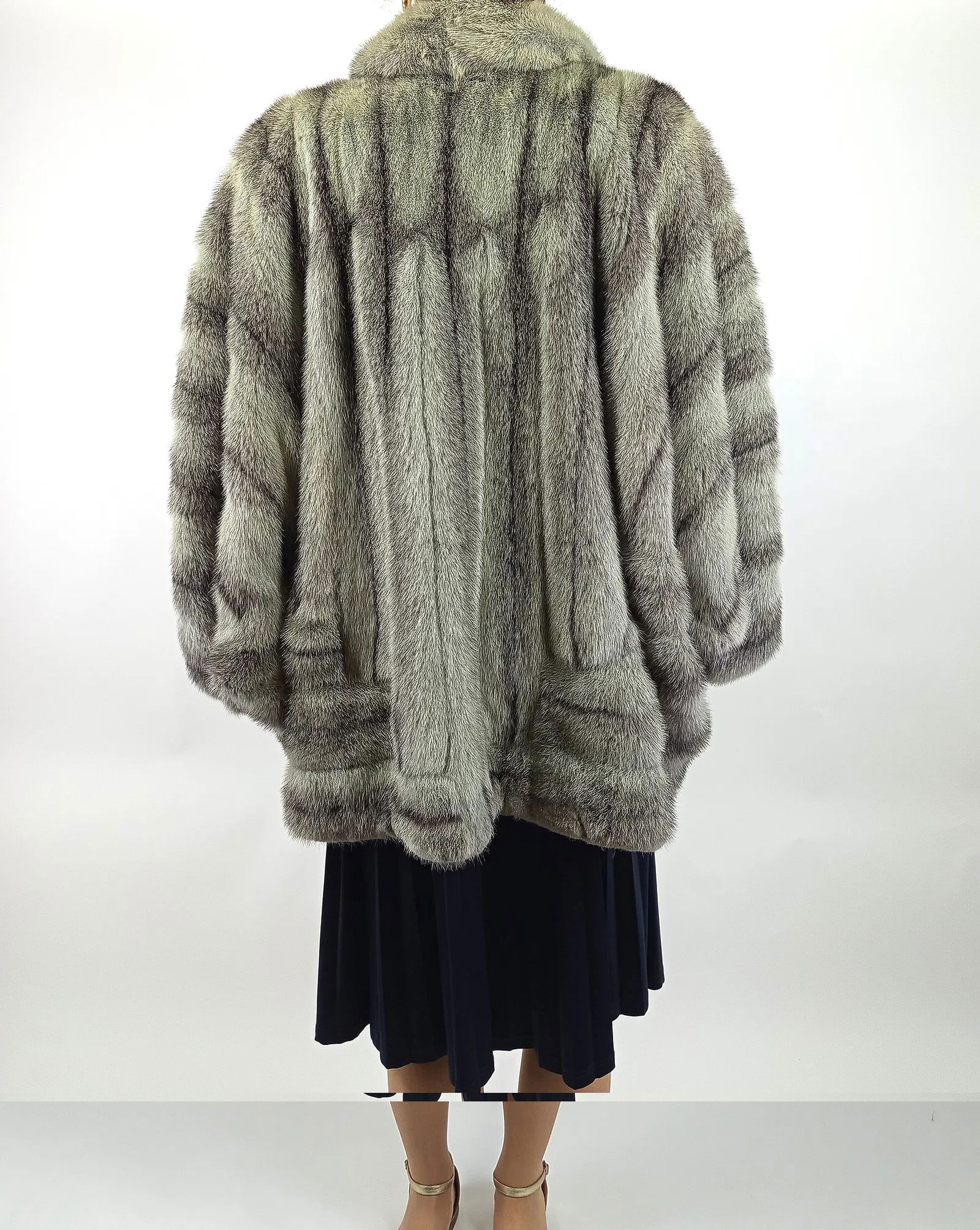 BLACK CROSS MINK FUR COAT EU: 3XL ; US: 28 - 8