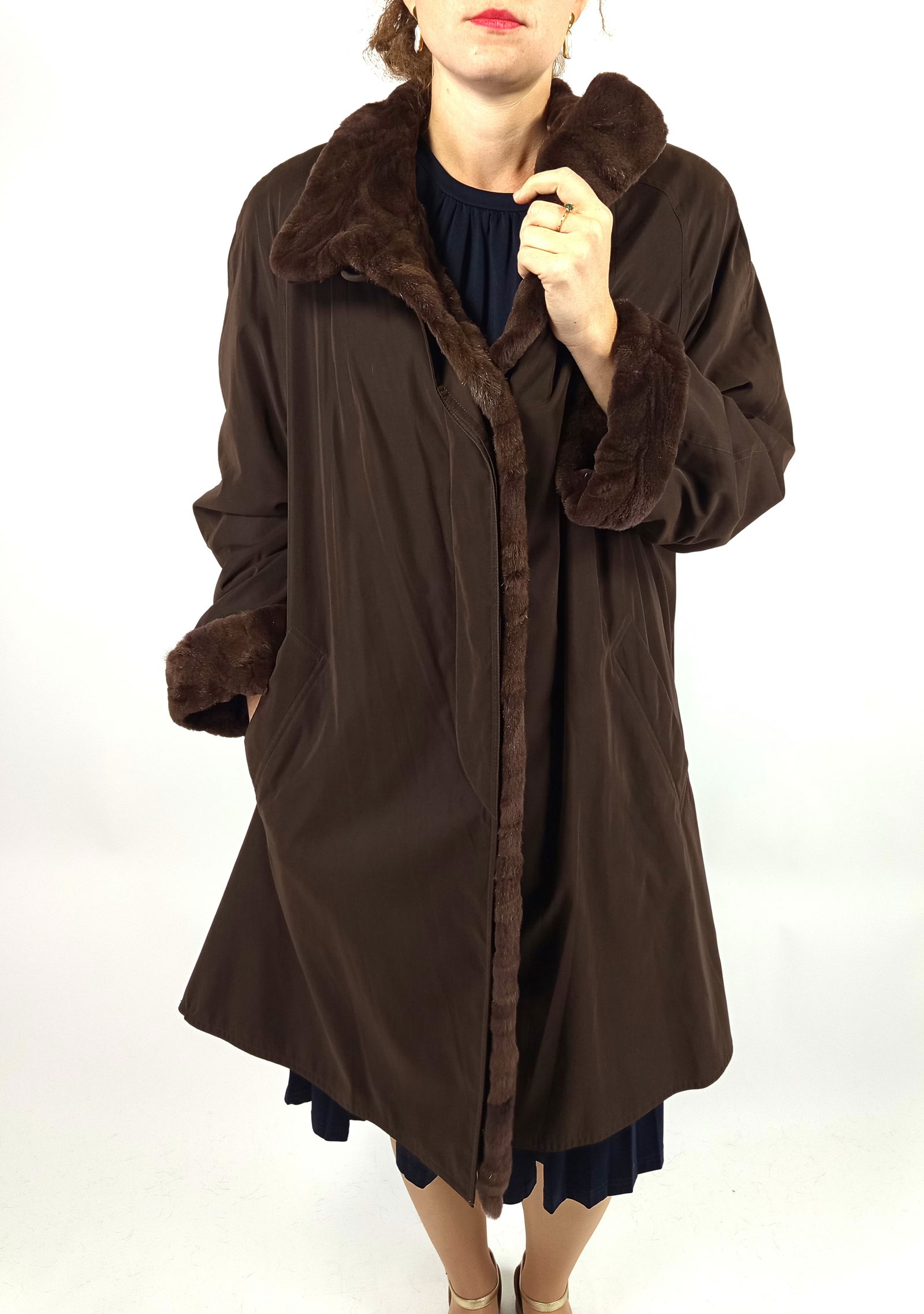 PARKA COAT SHEARED MINK FUR INNER EU: 3XL ; US: 26 - 4