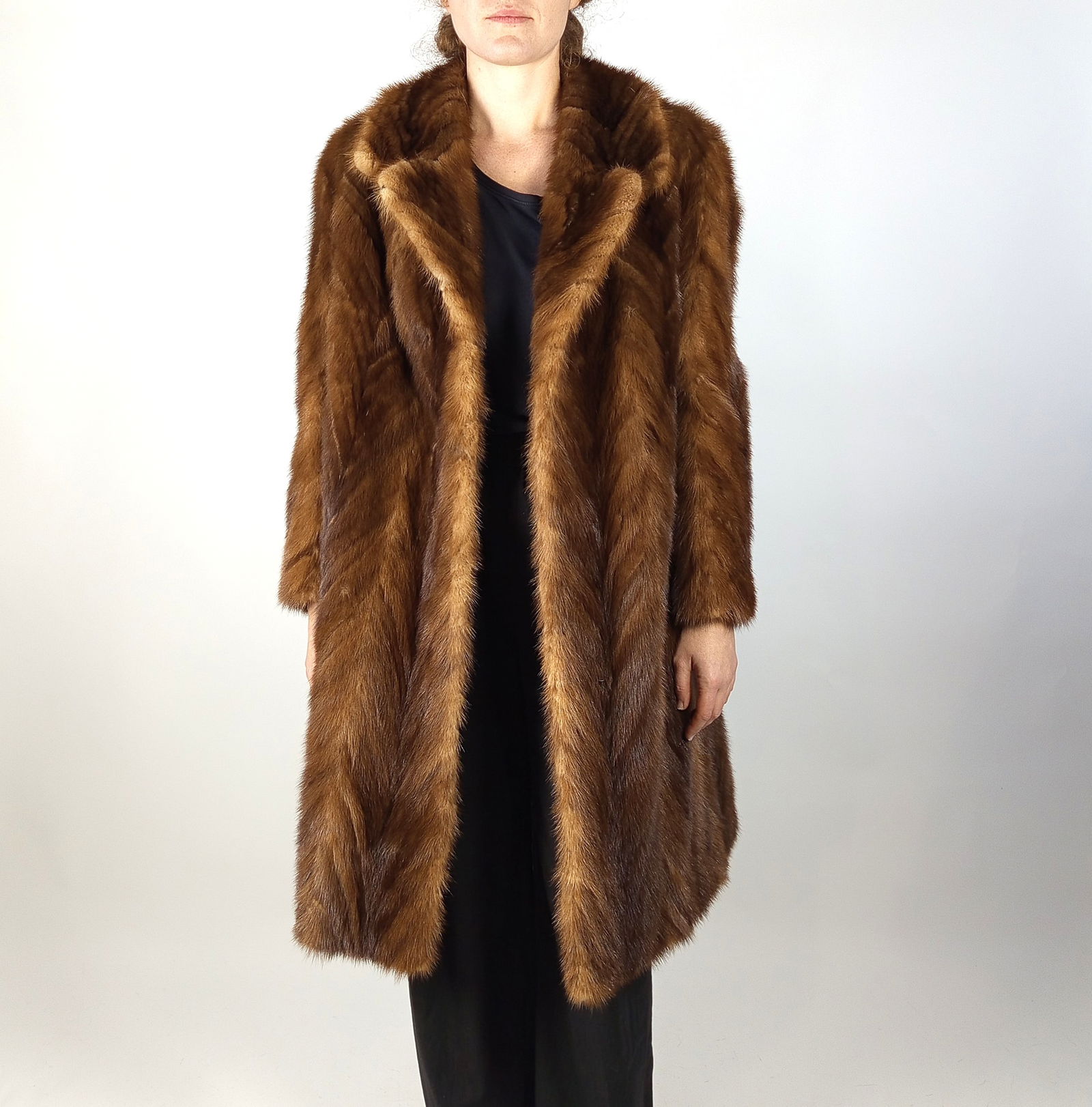 BROWN MINK FUR COAT EU: XL - US:20 - 5