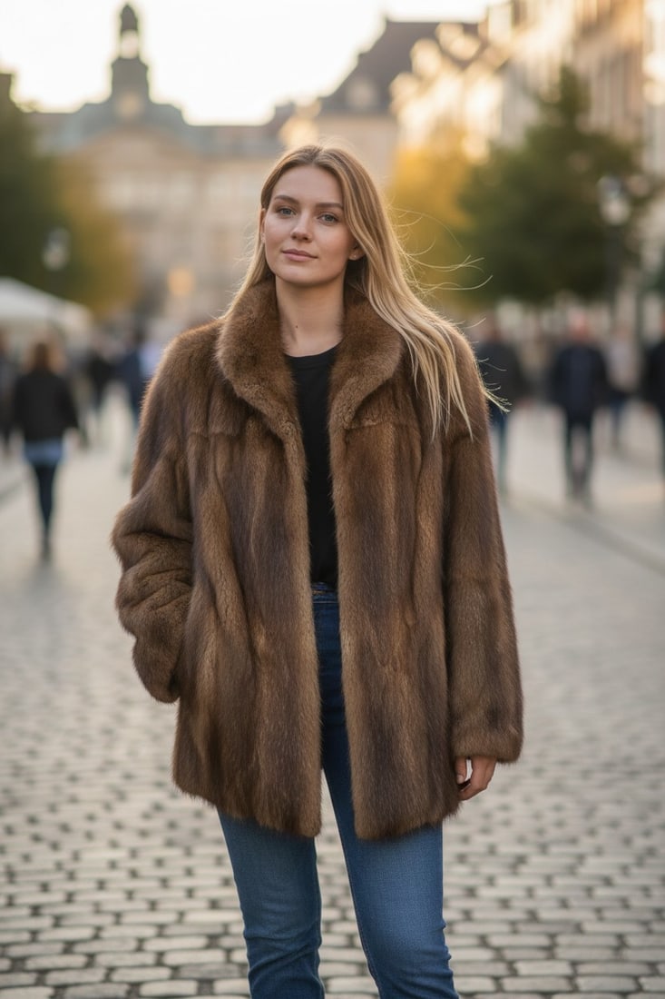 BISAM FUR SHORT COAT EU: XL - US:20 - 2