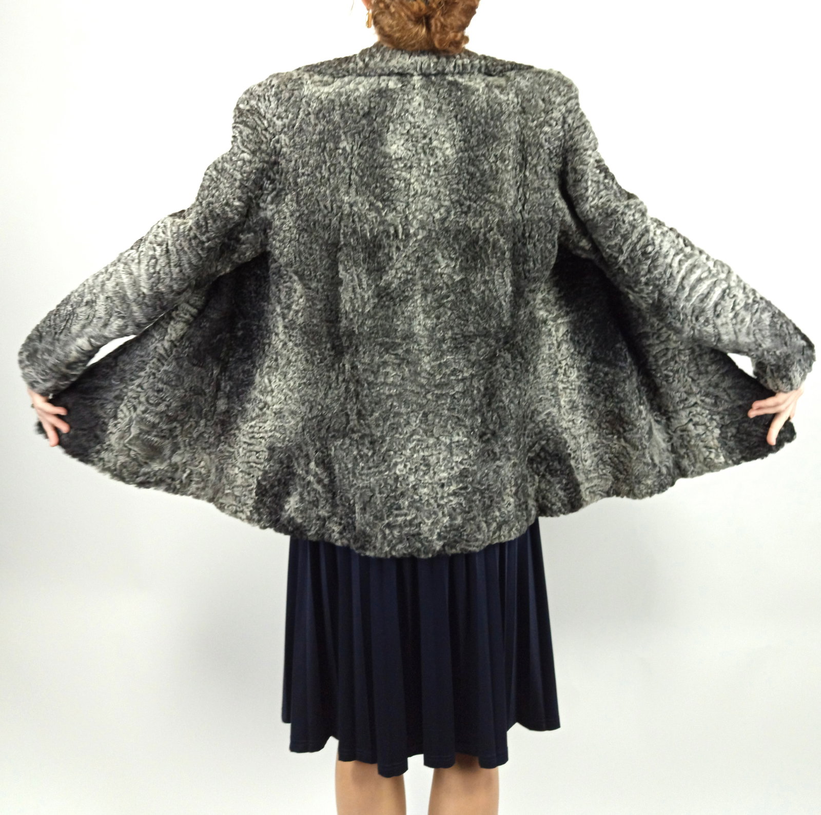 SILVER PERSIAN LAMB FUR JACKET EU: L ; US: 16 (1 of 11)