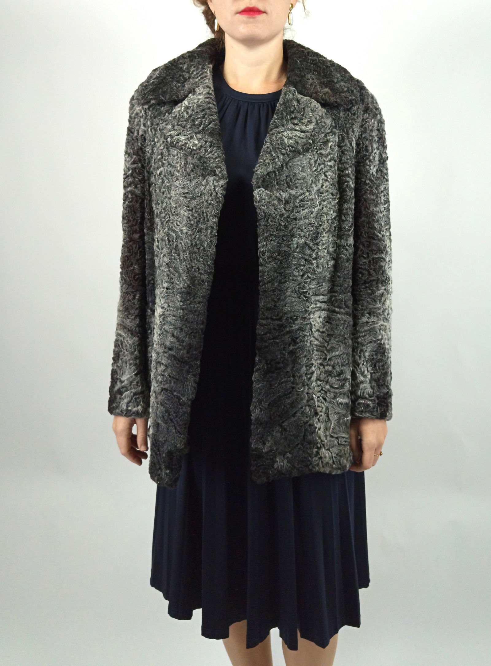 SILVER PERSIAN LAMB FUR JACKET EU: L ; US: 16 - 6