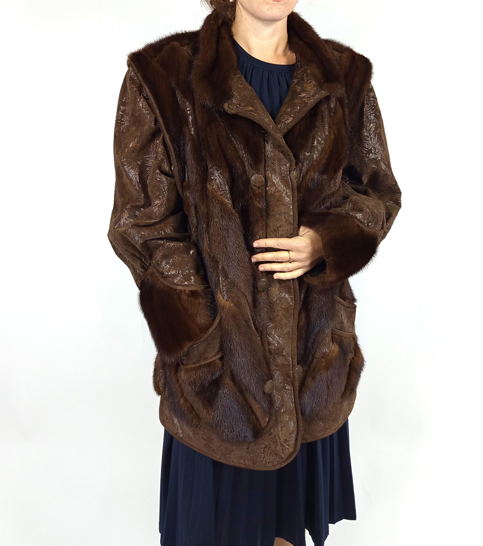 BROWN MINK JACKET EU: XXL ; US: 22 - 6