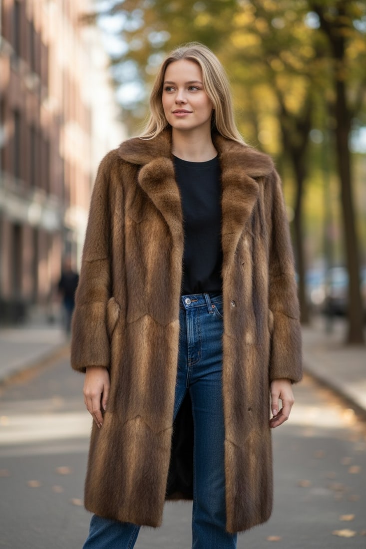 BISAM FUR COAT EU: L - US:16 - 2