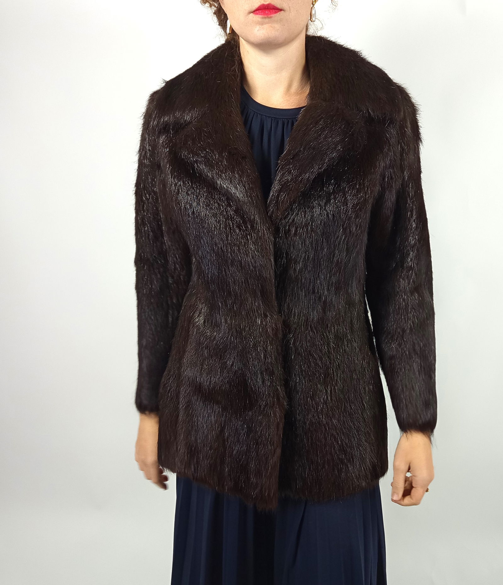 BROWN BEAVER FUR JACKET EU: M ; US: 12 - 8