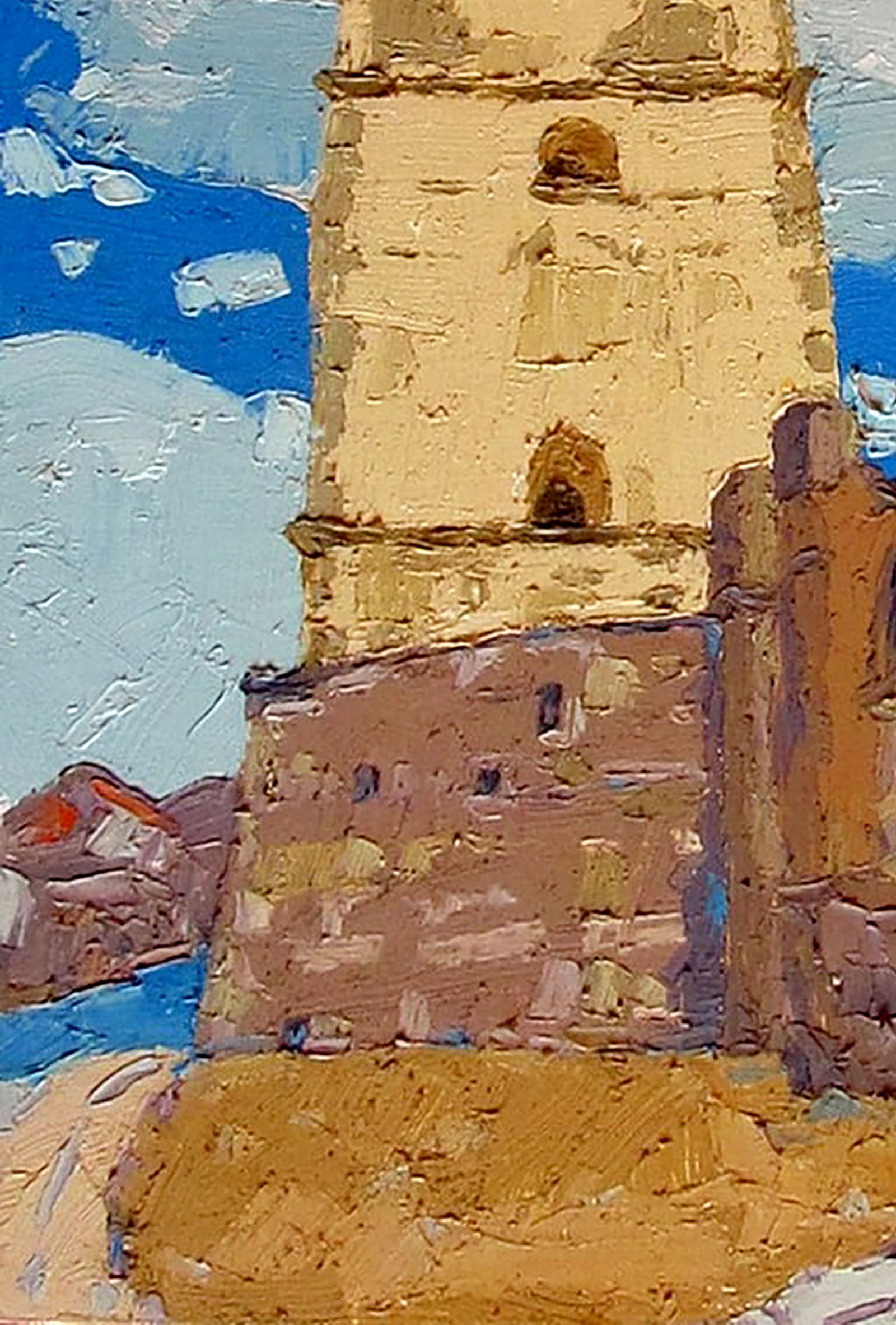 Oil painting Armenian bell tower in Kamenets Yaroslav Savchyn - 4