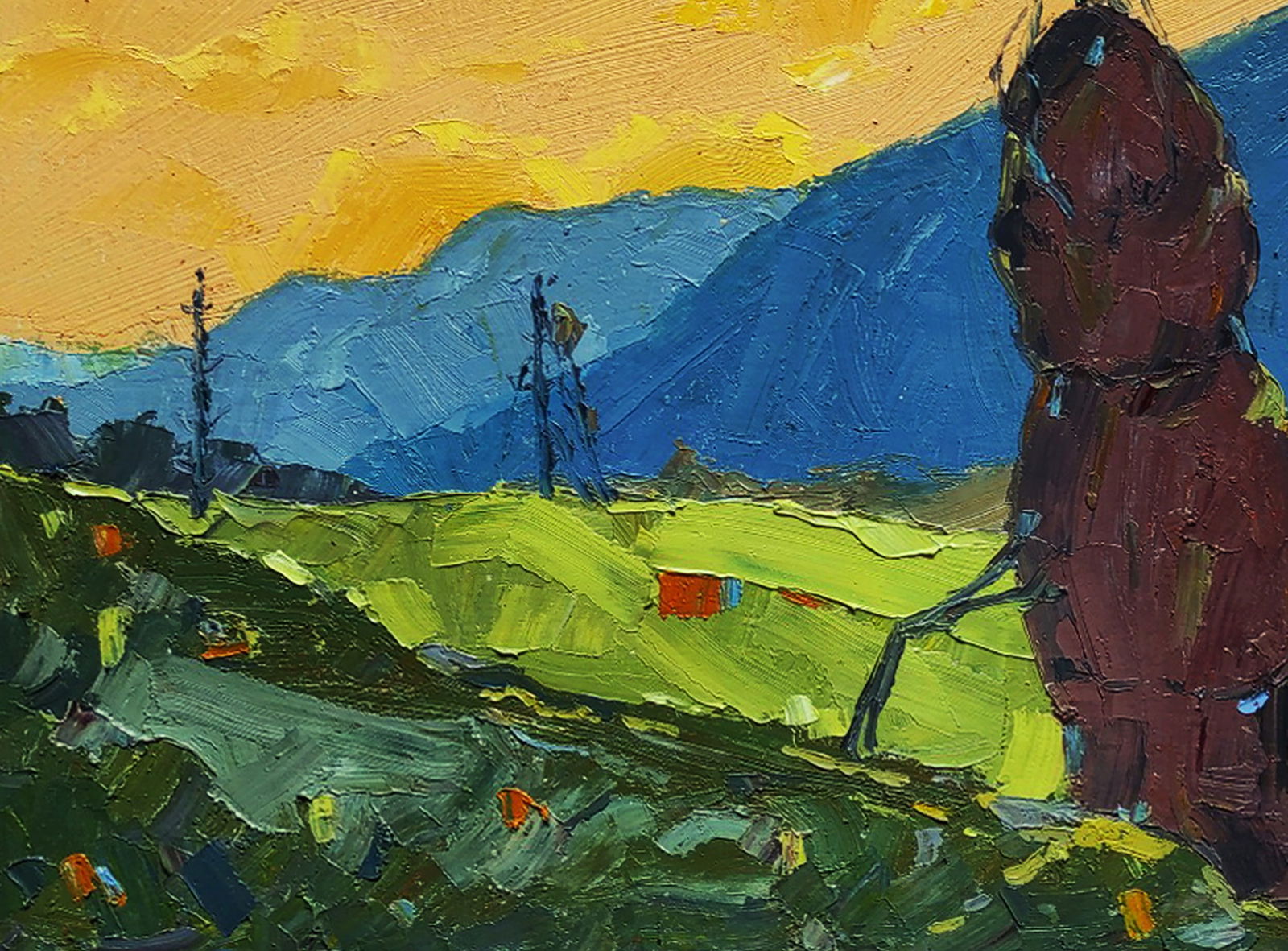 Oil painting Evening in the field Yaroslav Savchyn - 4