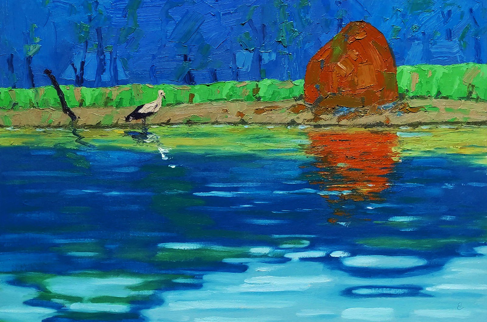 Oil painting The river rose in the summer Yaroslav Savchyn: Title: Oil painting The river rose in the summer Yaroslav Savchyn Description: 86SAVCH Painter: Yaroslav Savchyn Size: 47x71 cm/18.50x27.95 inches Components: oil, canvas on cardboard Original