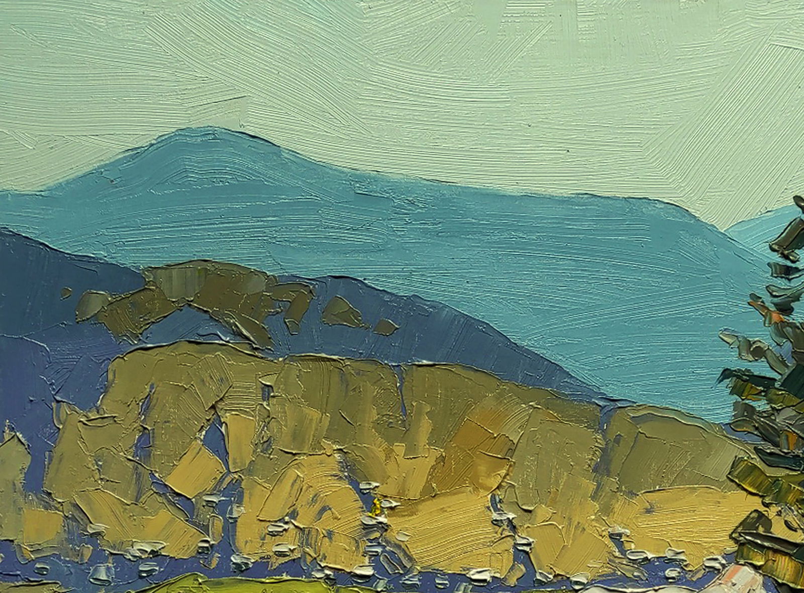 Oil painting Mountain peaks in the fog Yaroslav Savchyn - 2