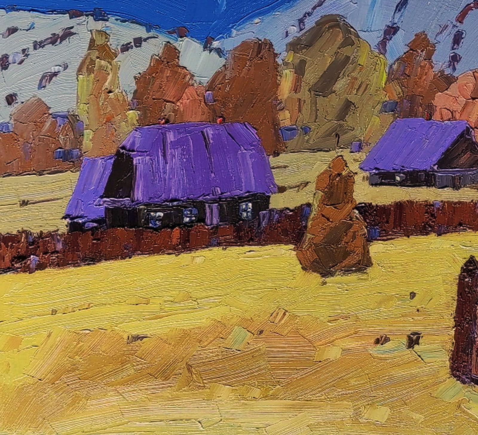 Oil painting Cozy autumn village Yaroslav Savchyn - 4