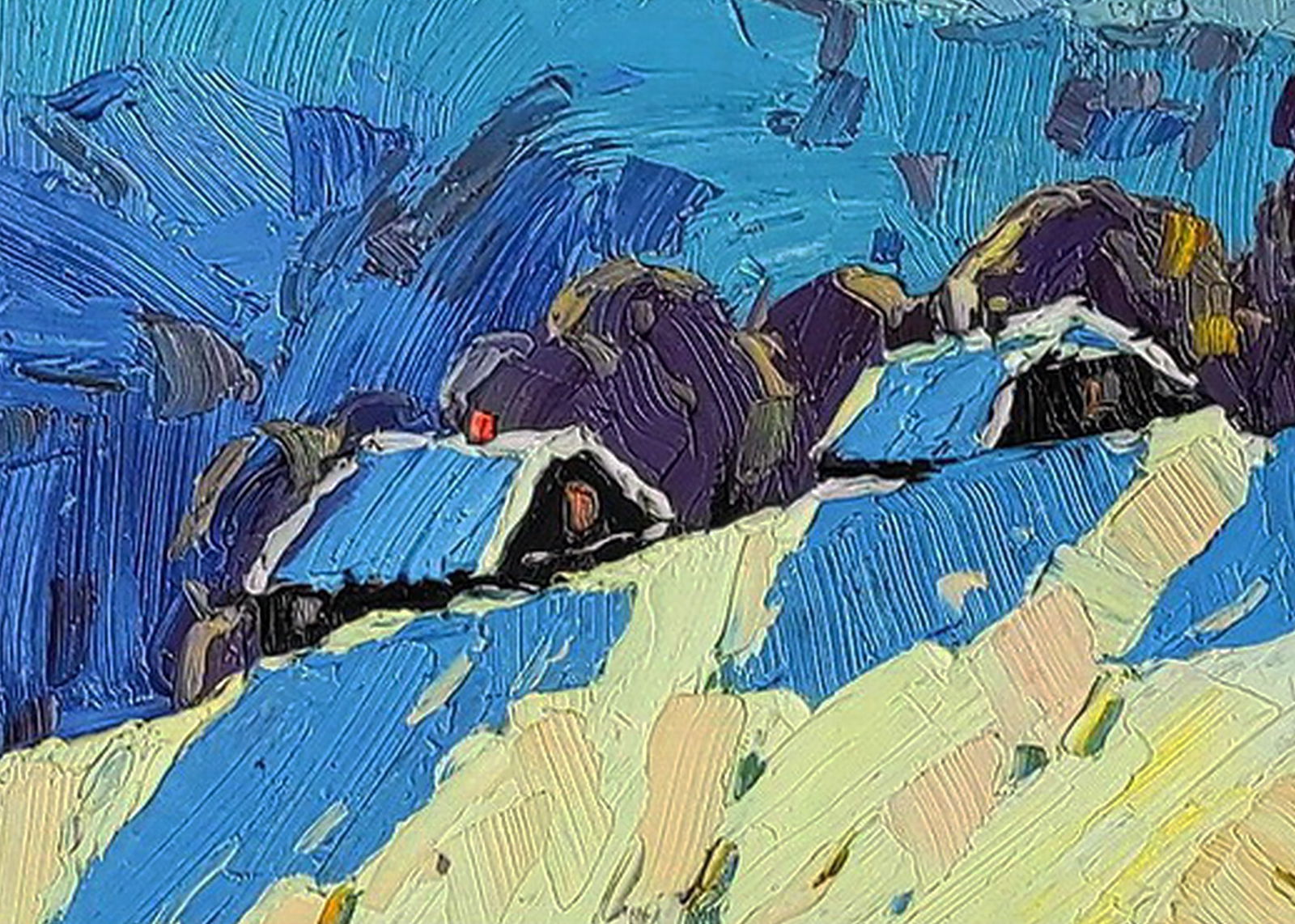 Oil painting The winter sun warms the village Yaroslav Savchyn - 4