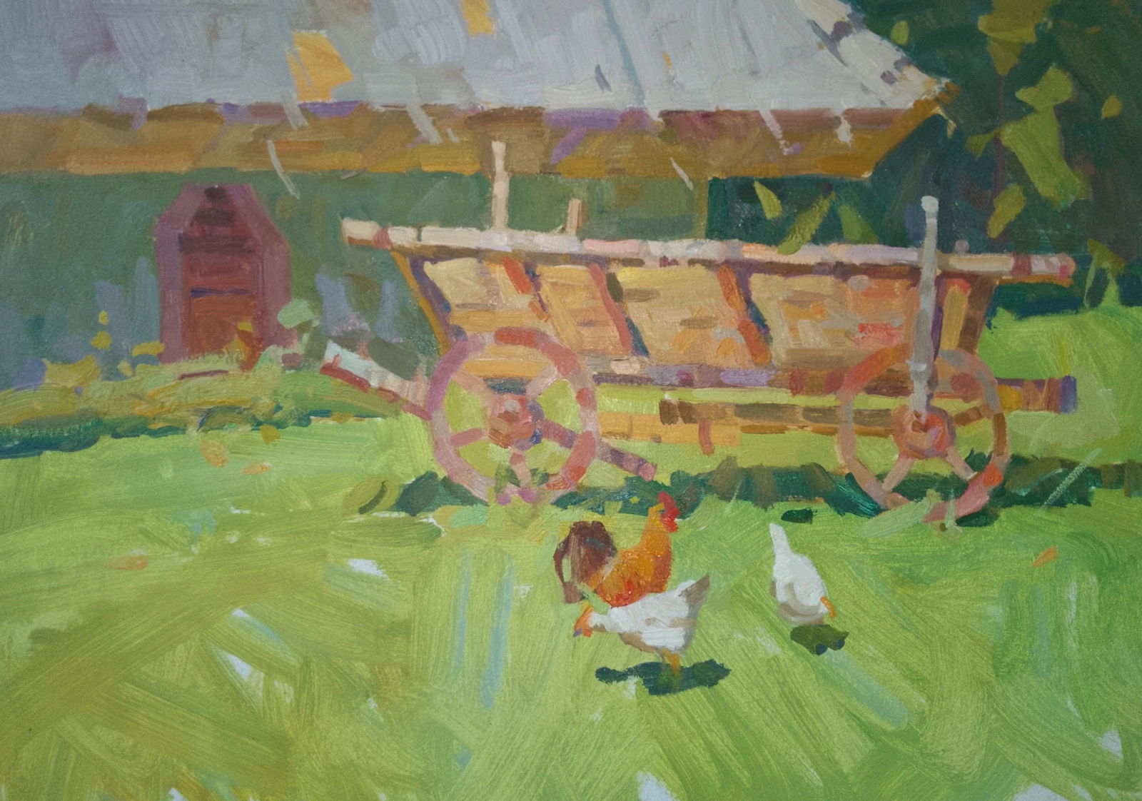 Oil painting In the village yard Igor Tuzhikov: Title: Oil painting In the village yard Igor Tuzhikov Description: 32TUZHIK Painter: Igor Tuzhikov Size: 25x35 cm/9.84x13.77 inches Components: oil, cardboard Original painting CONDITION: 