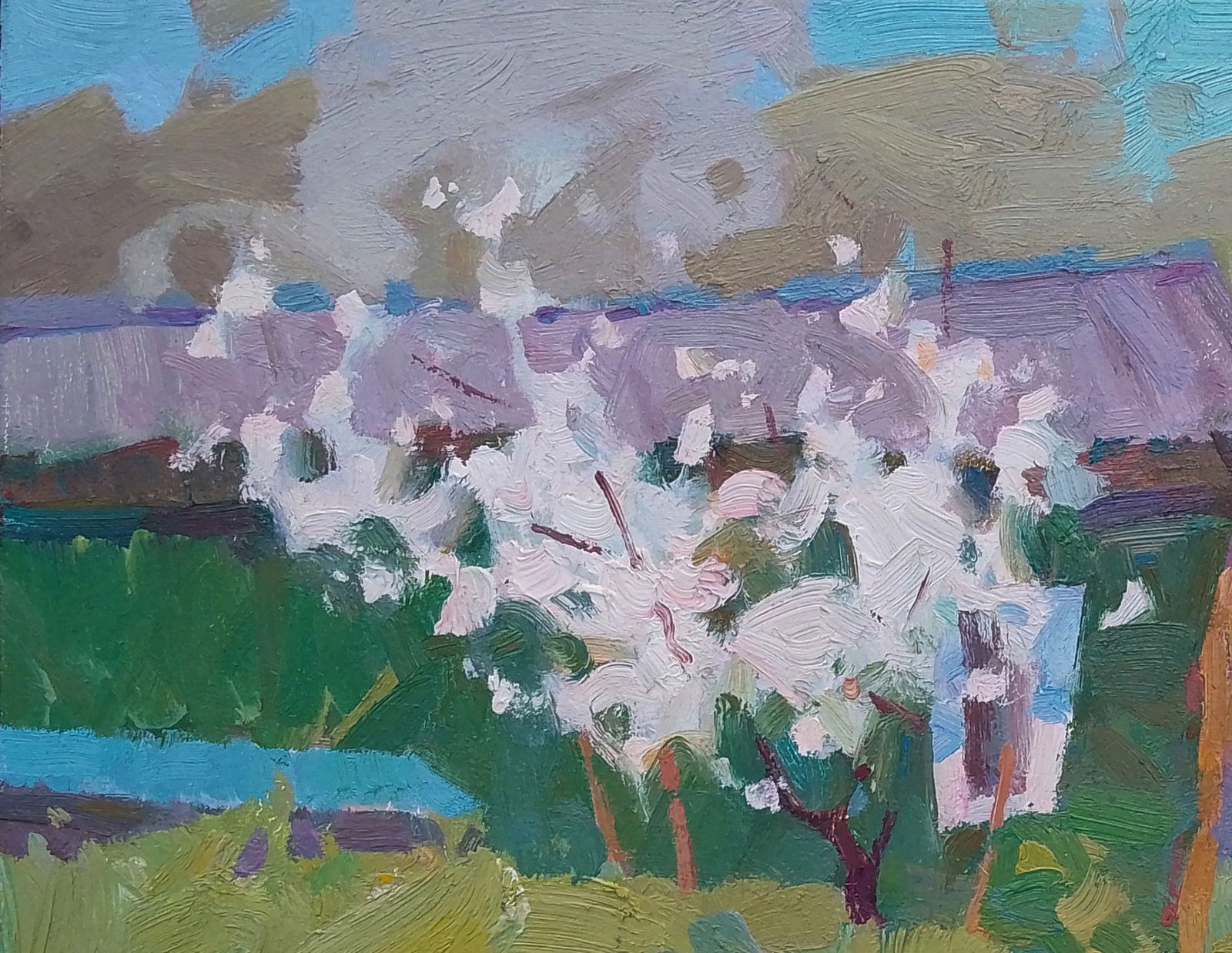 Oil painting Spring tree near the house Igor Tuzhikov - 4