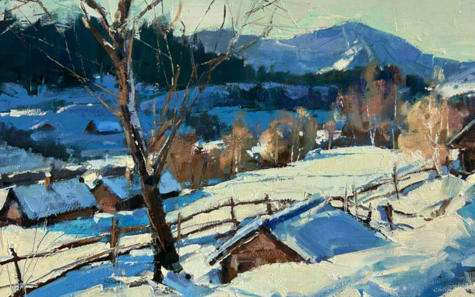 Oil painting Winter in the mountains Igor Lysytsya - 4
