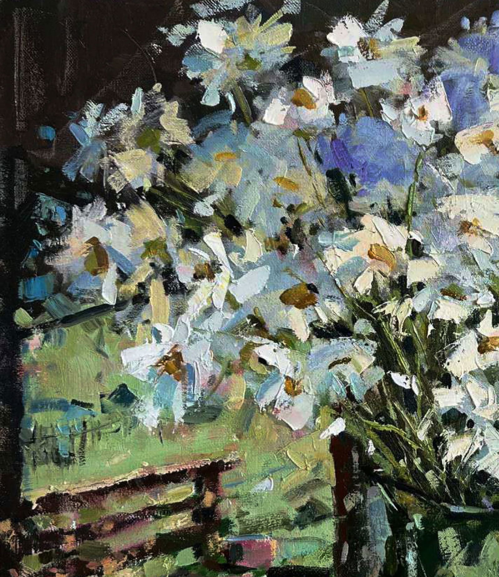 Oil painting A bouquet of flowers in the yard Igor Lysytsya - 4