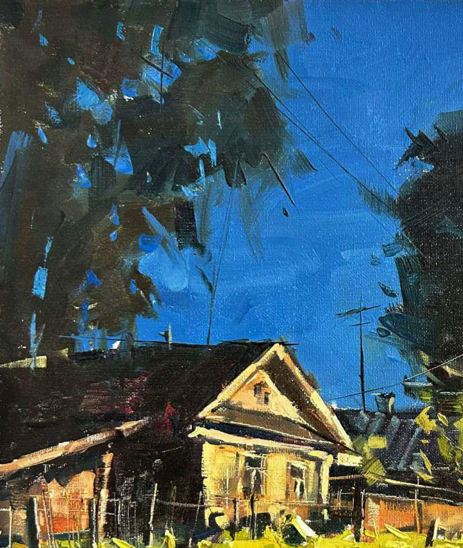 Oil painting Night streets of the village Igor Lysytsya - 4