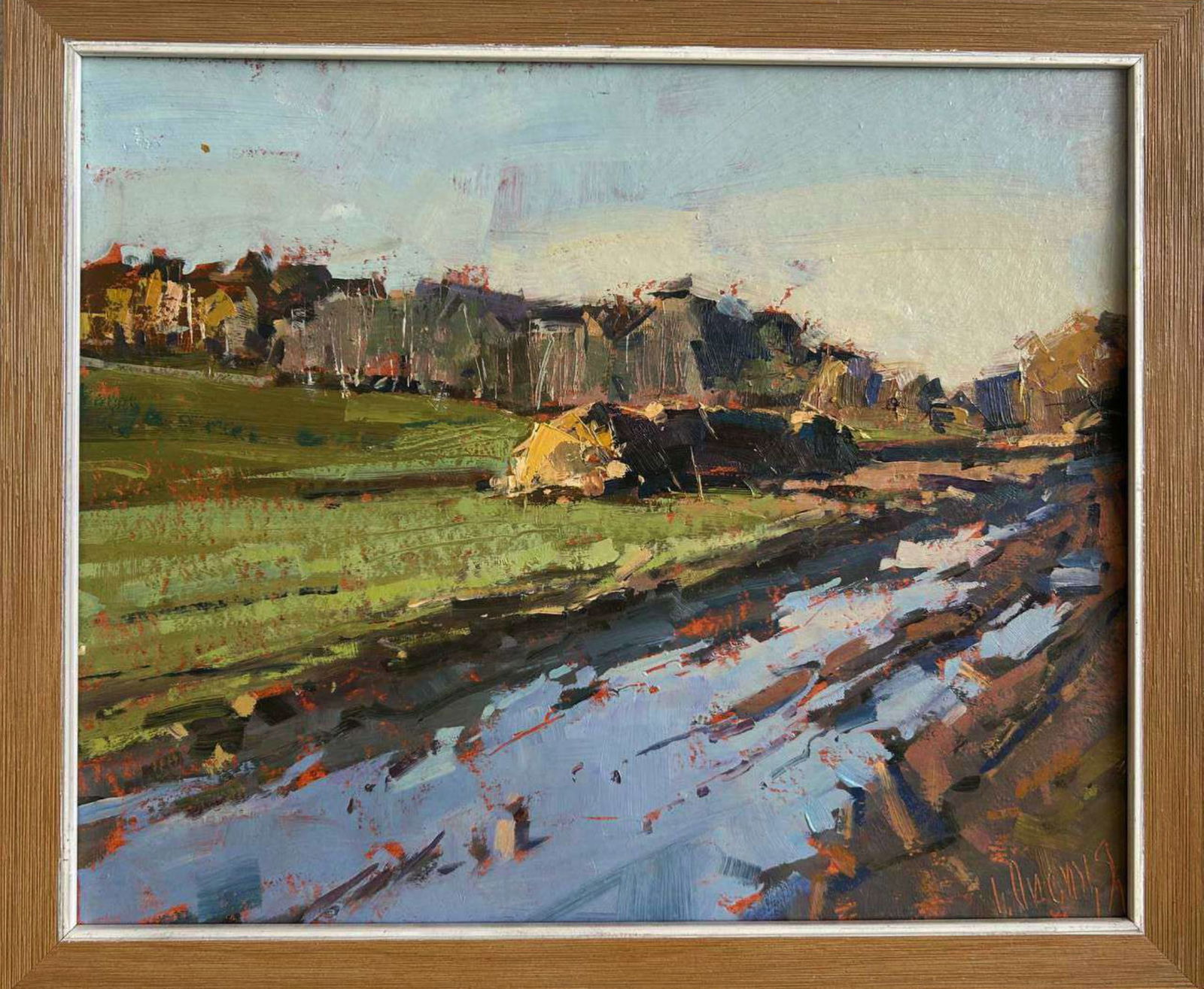 Oil painting In the autumn fields after the rain Igor Lysytsya: Title: Oil painting In the autumn fields after the rain Igor Lysytsya Description: 22LISITS Painter: Igor Lysytsya Size: 33x40 cm/12.99x15.74 inches Components: oil, cardboard Original painting 