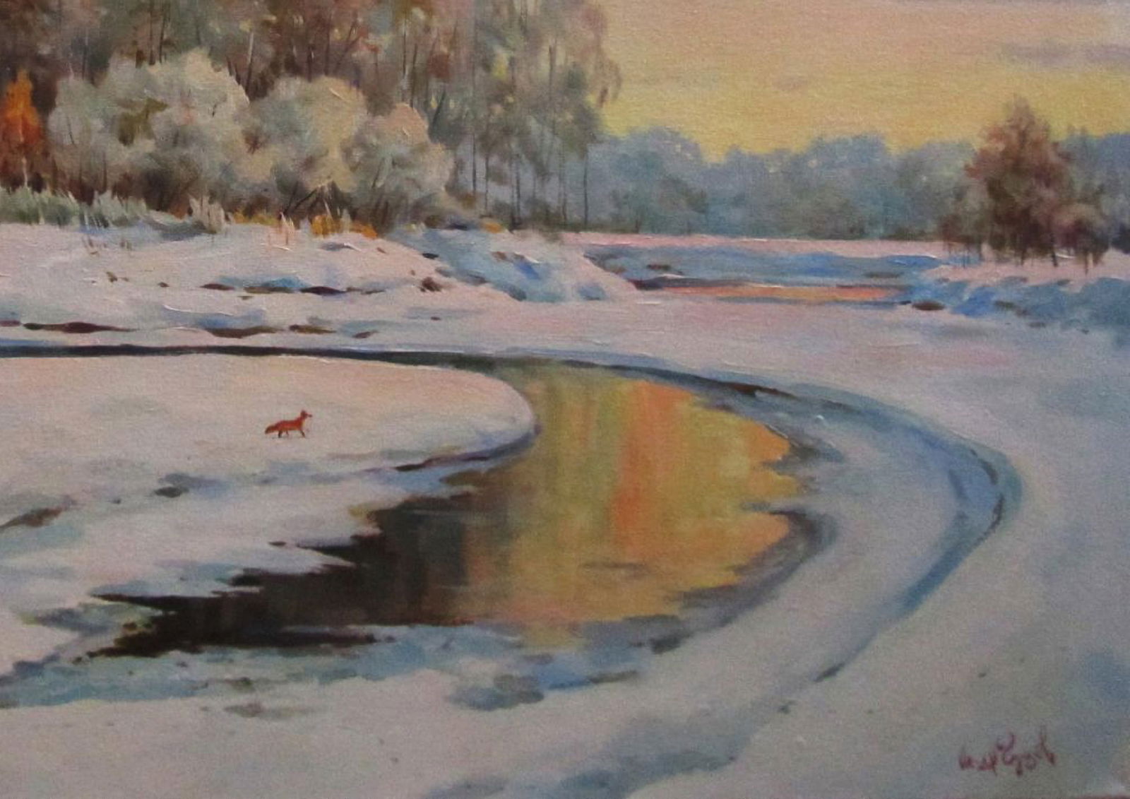 Oil painting Winter morning Alexander Guzev - 5