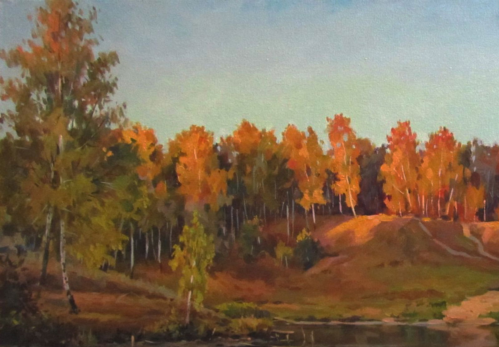Oil painting Autumn river shore Alexander Guzev - 2