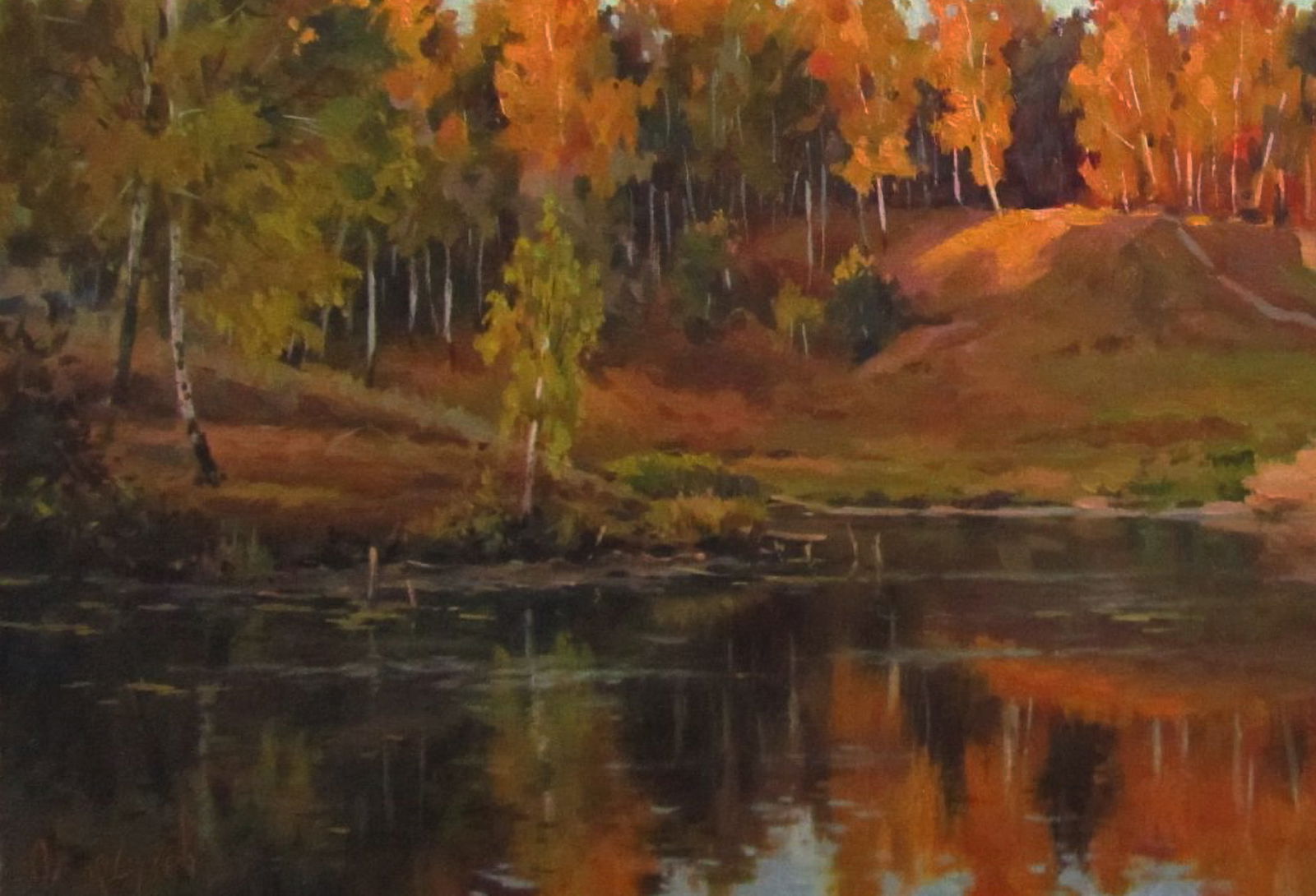 Oil painting Autumn river shore Alexander Guzev - 4