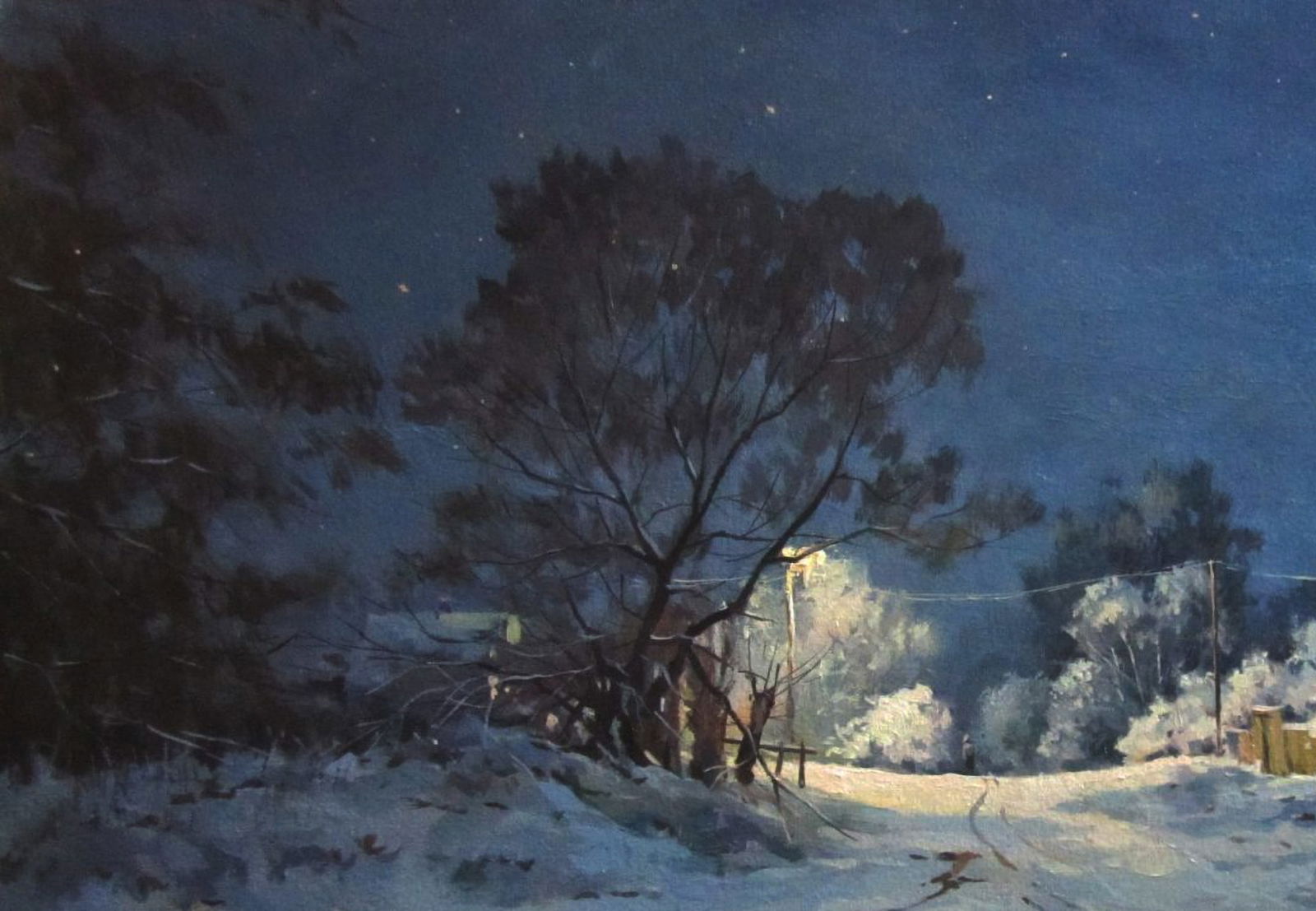 Oil painting Winter evening Alexander Guzev - 2