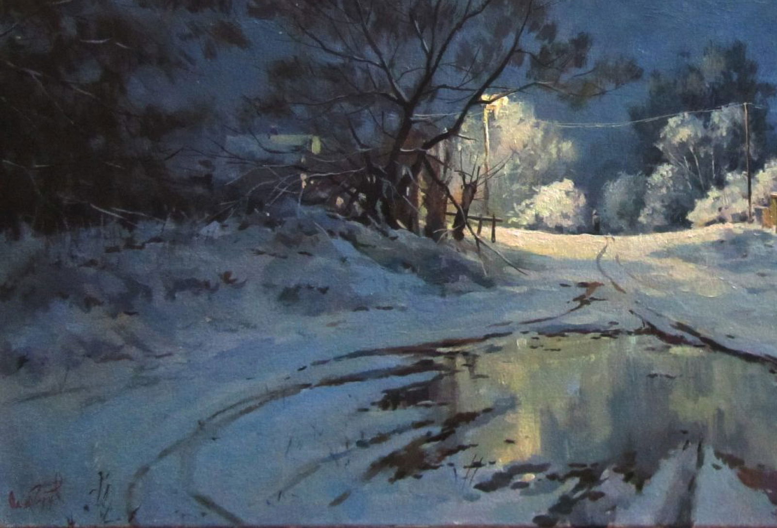 Oil painting Winter evening Alexander Guzev - 4