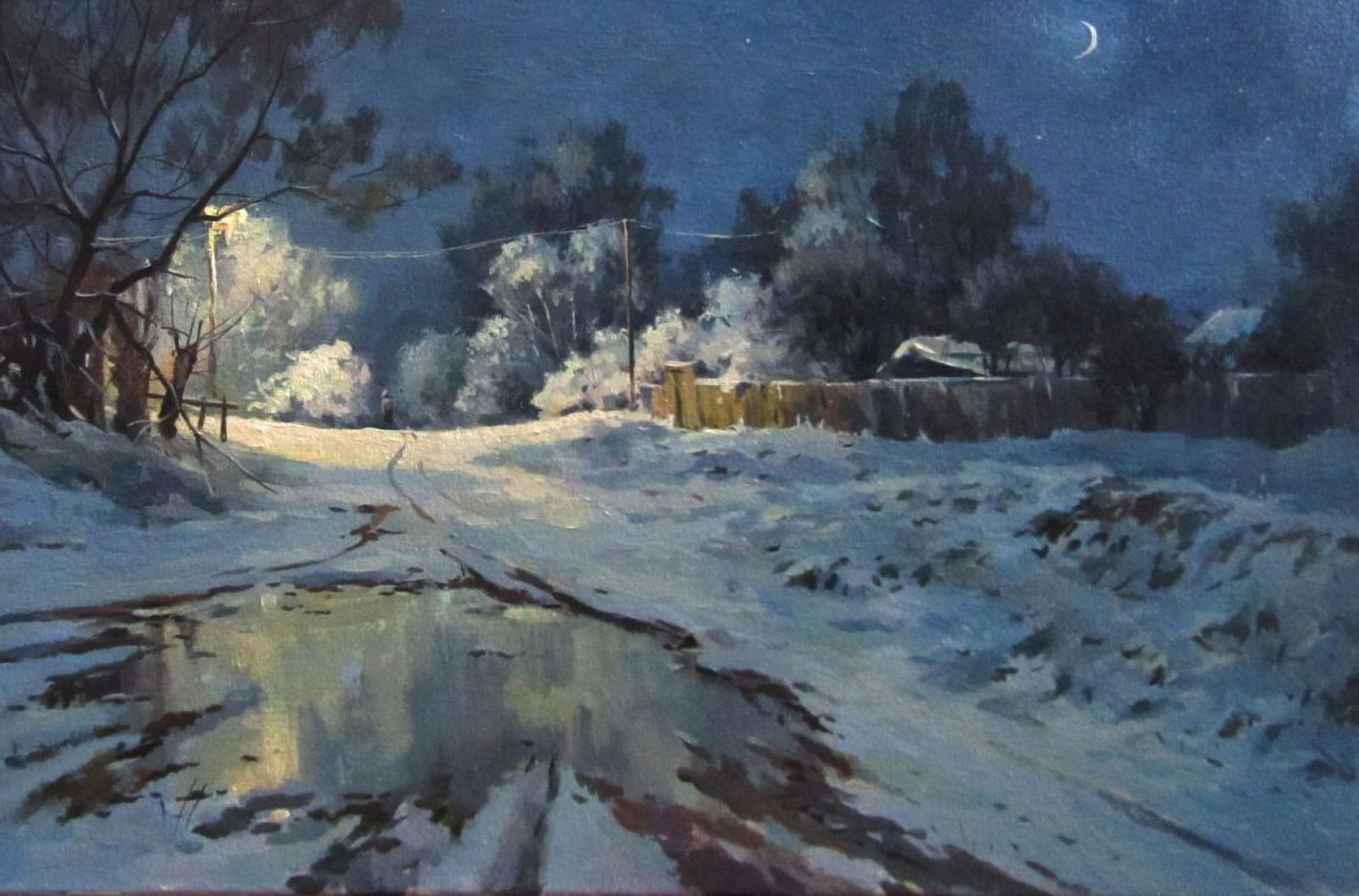 Oil painting Winter evening Alexander Guzev - 5