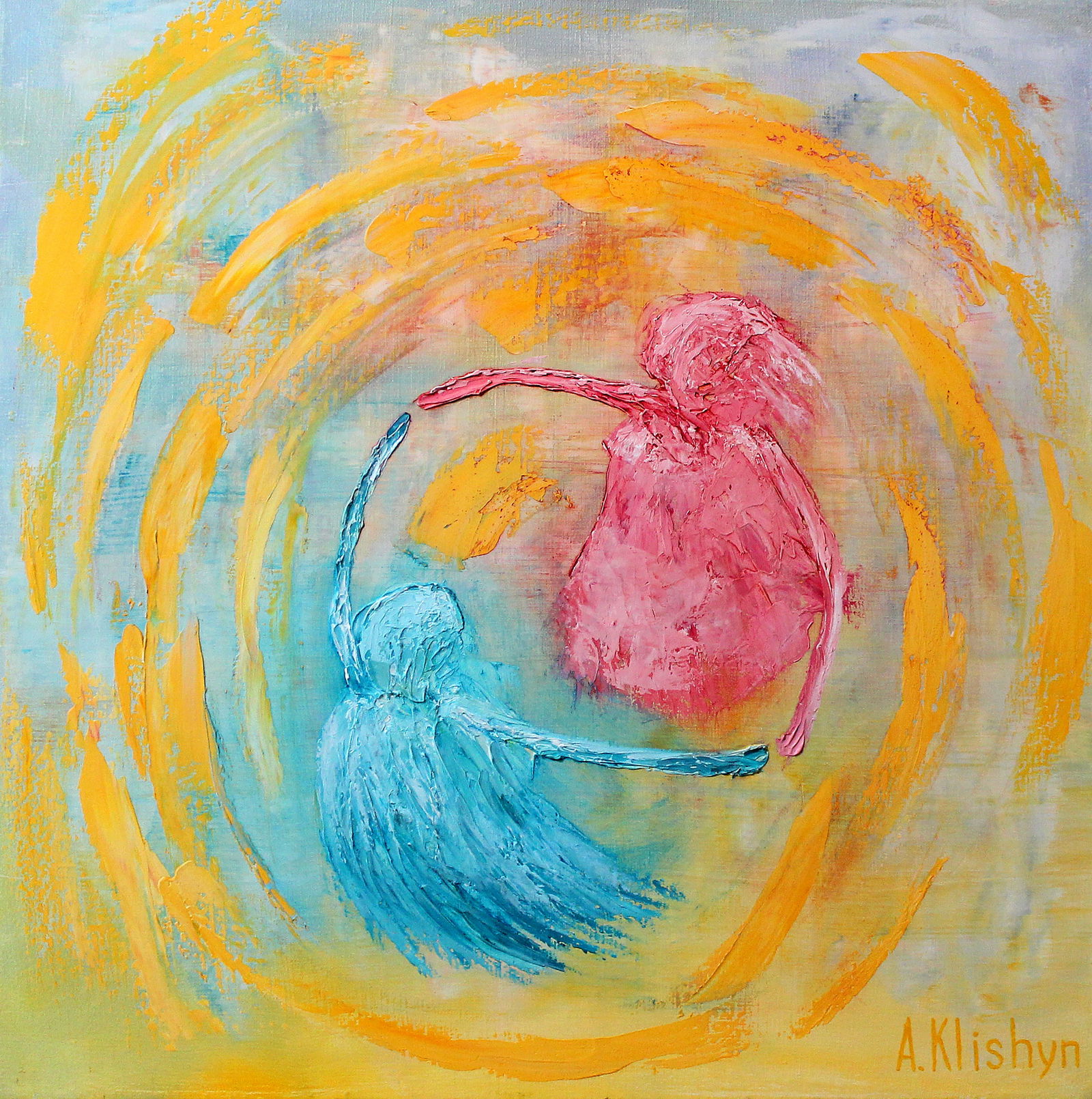 Oil painting Dance Andriy Klishyn: Title: Oil painting Dance Andriy Klishyn Description: 16KLISH Painter: Andriy Klishyn Size: 50x50 cm/19.68x19.68 inches Components: oil, canvas Original painting CONDITION: excellent ARTIST: 
