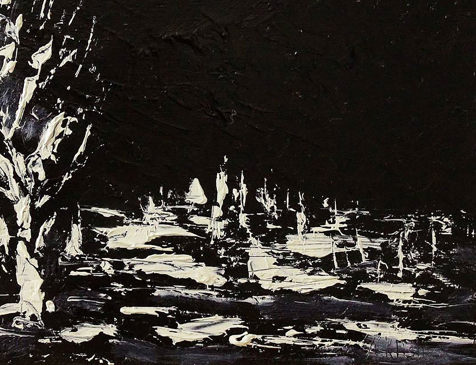 Oil painting Two trees at night Andriy Klishyn - 5