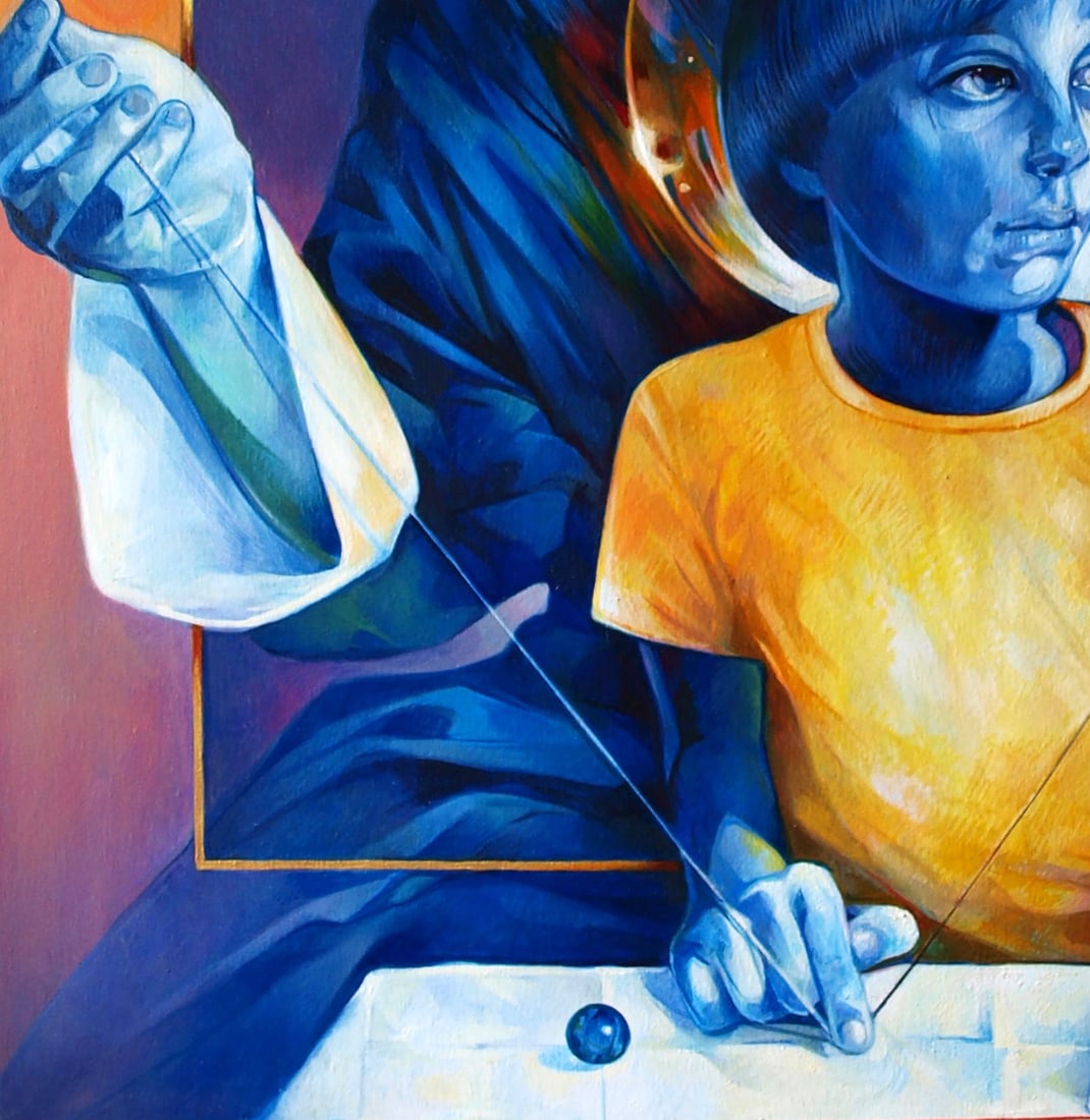 Oil painting Enjoying Father Konsta G. Amelinn - 5