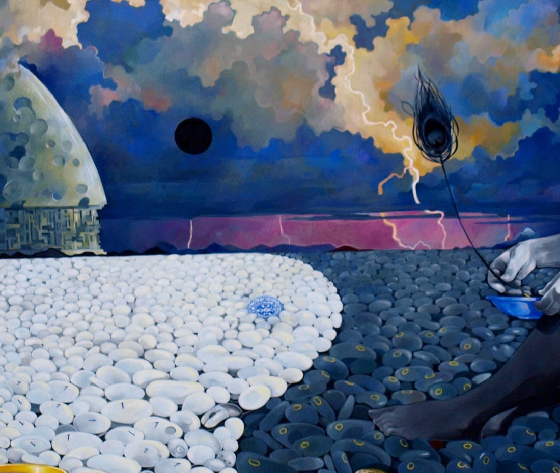 Oil painting Binary code Konsta G. Amelinn - 5