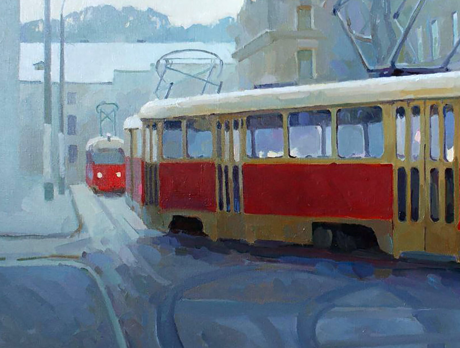 Oil painting Winter morning in the city Anastasia Yaroshevich - 4