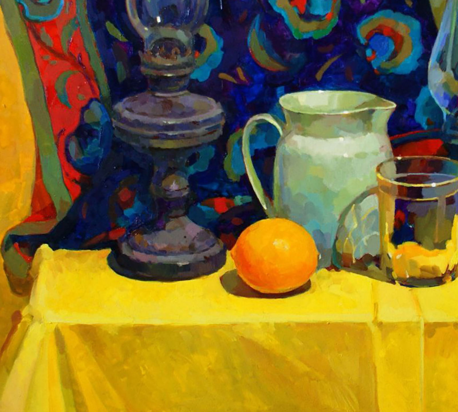 Oil painting Still life with yellow drapery Anastasia Yaroshevich - 4