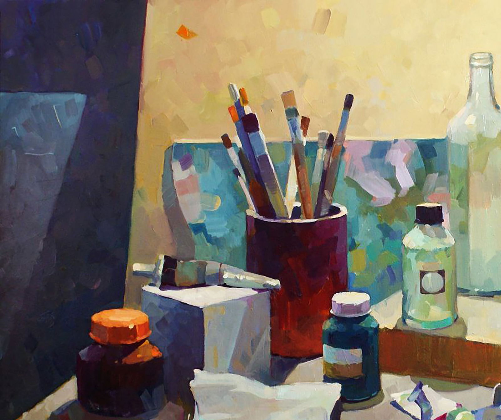 Oil painting Still life with paints and brushes Anastasia Yaroshevich - 2