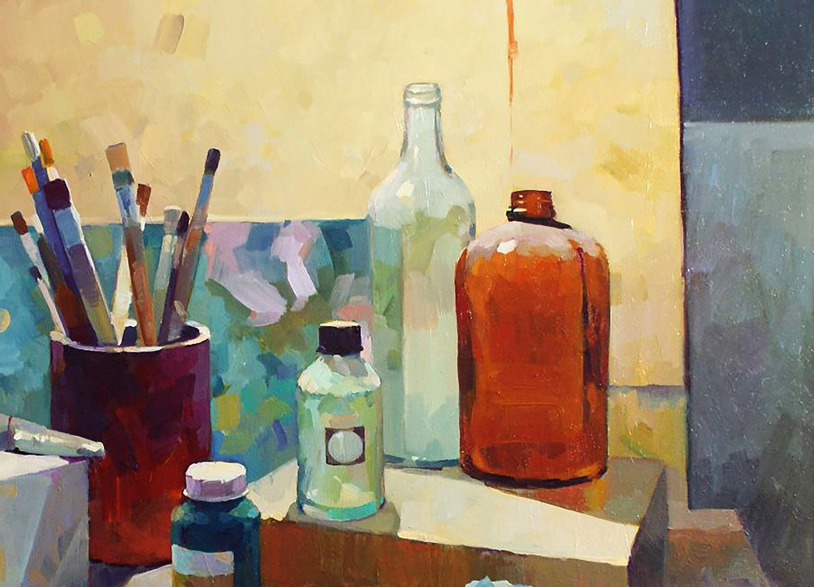 Oil painting Still life with paints and brushes Anastasia Yaroshevich - 3