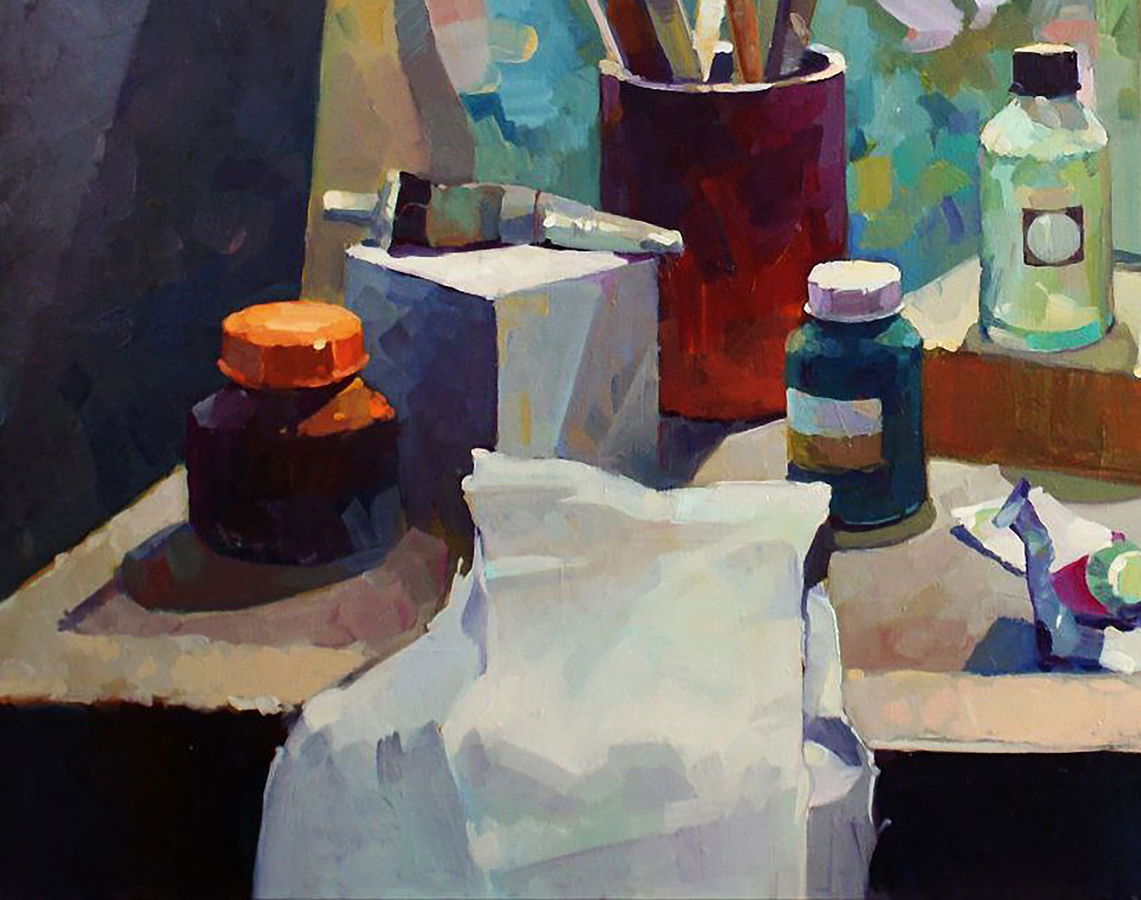 Oil painting Still life with paints and brushes Anastasia Yaroshevich - 4