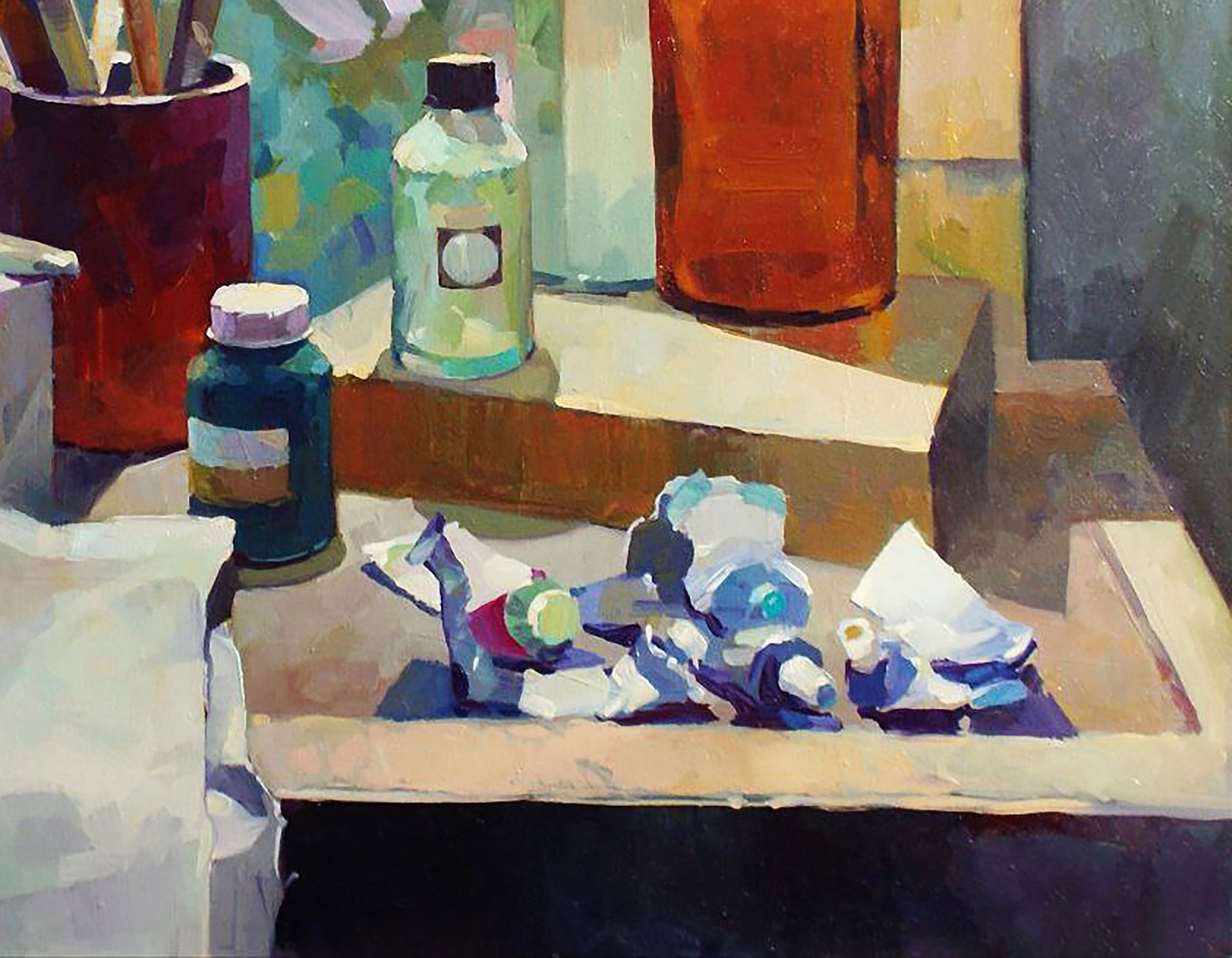 Oil painting Still life with paints and brushes Anastasia Yaroshevich - 5