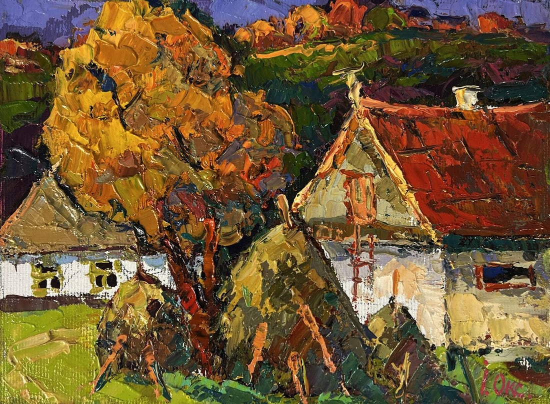 Oil painting Autumn Courtyard Oksana Ivanyuk - 3